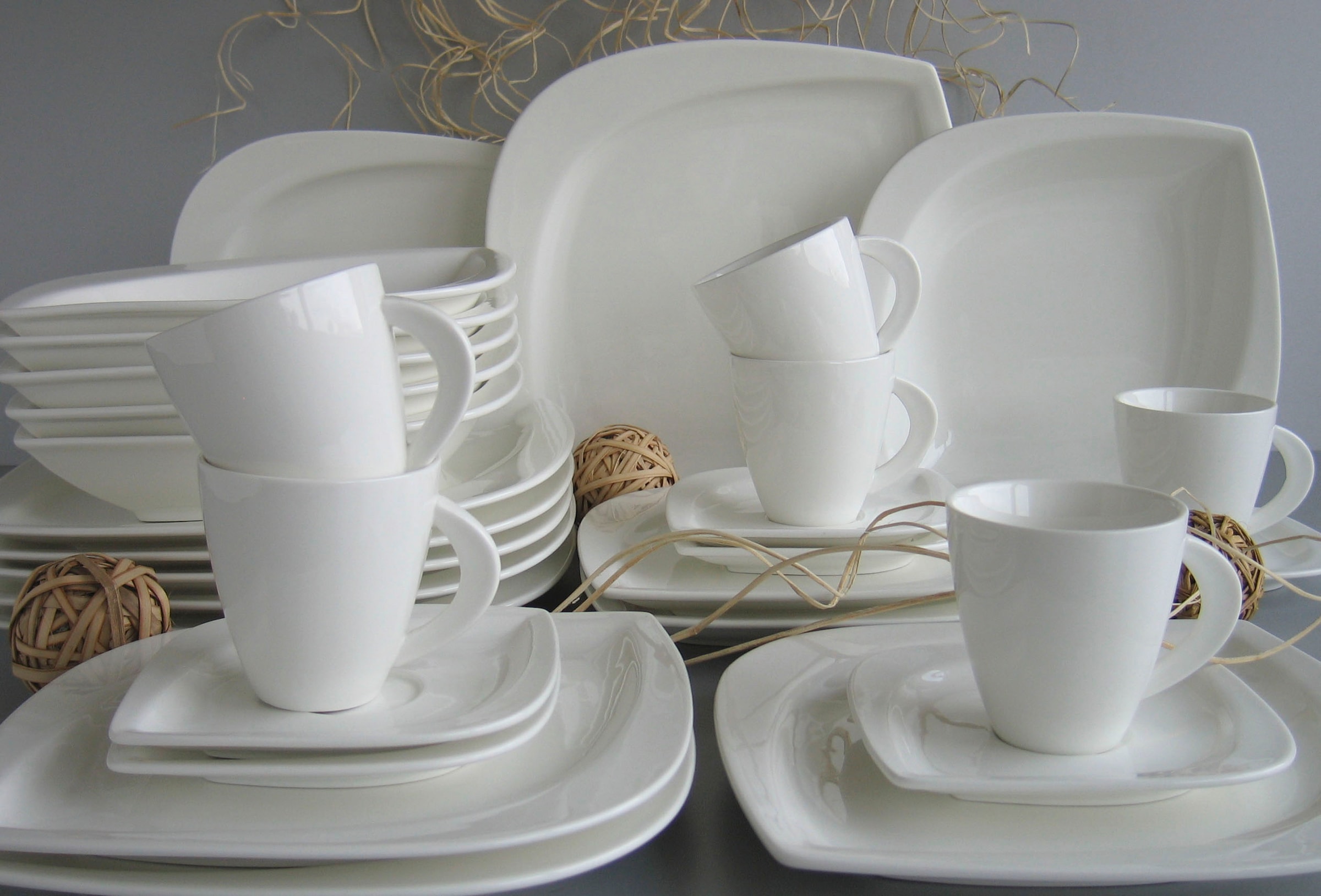 | Set, für Service, elegante und BAUR CreaTable Melbourne«, Personen), Kaffeeservice im Blattform, 30 6 30 Kombiservice (Set, »Geschirr-Set tlg., Tafelservice 6 Teile, für Personen