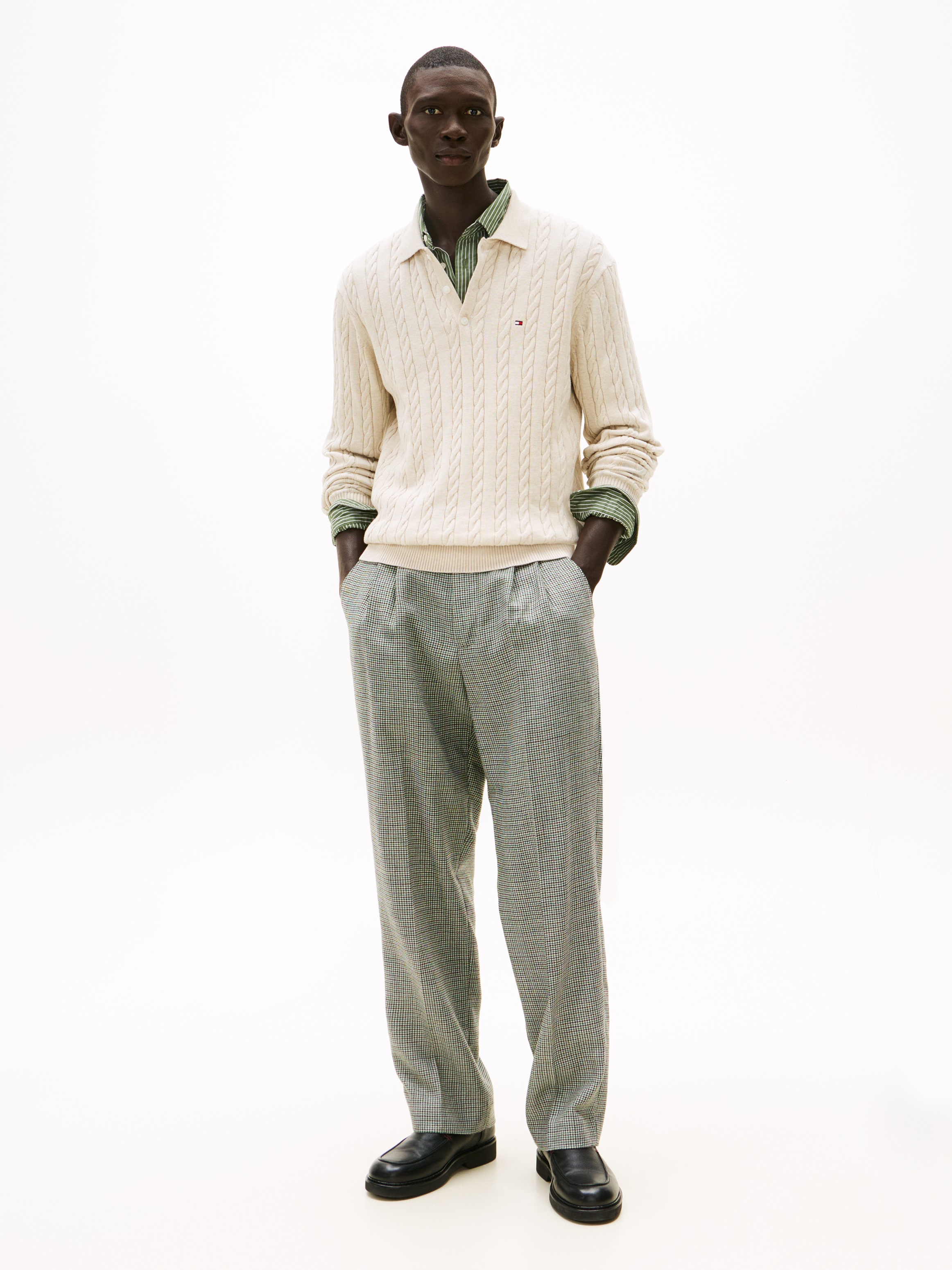 Thumbnail - Tommy Hilfiger Polokragenpullover "CLASSIC COTTON CABLE" mit Zopfmuster, regular fit