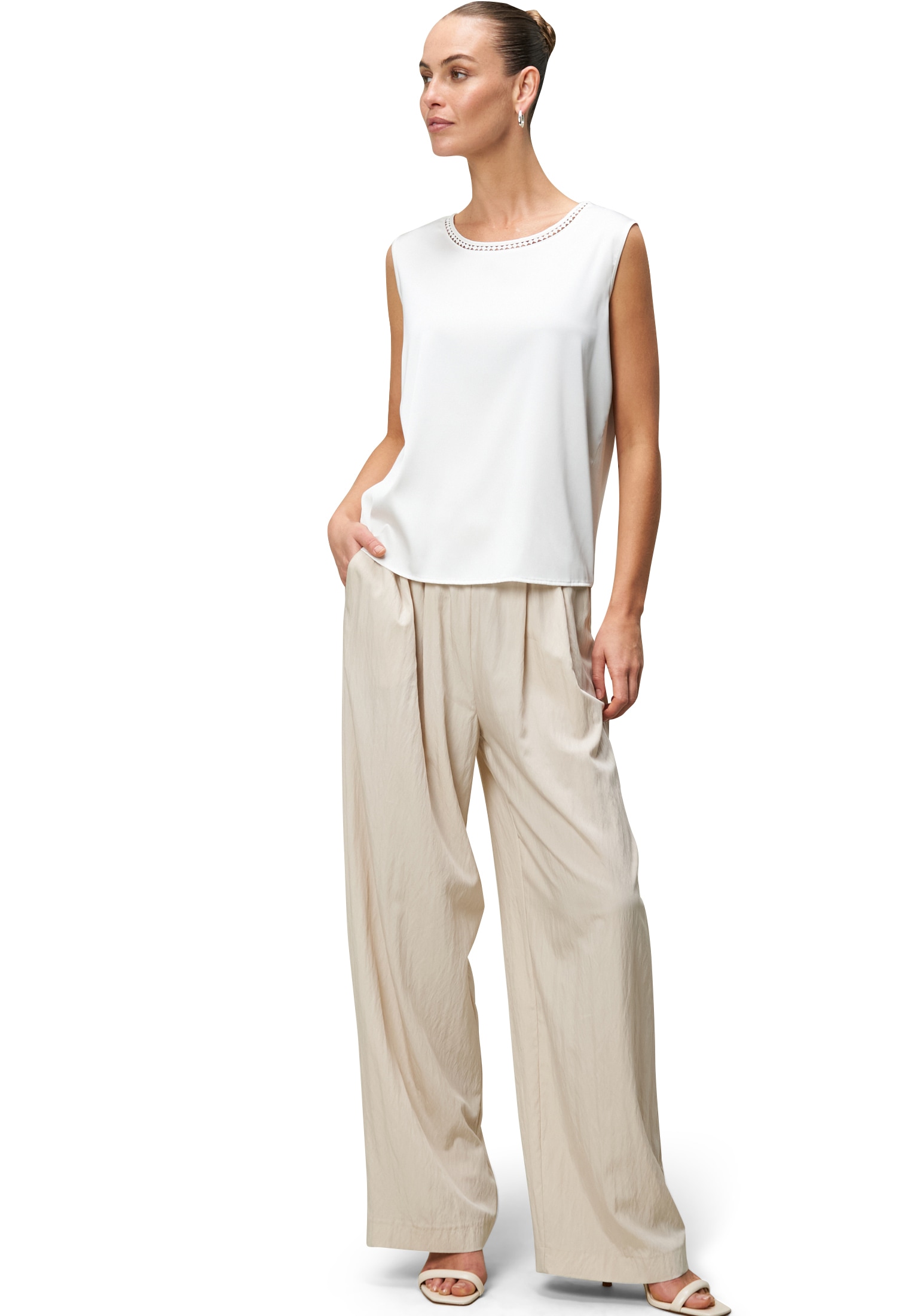 Zero T-Shirt »zero Satinshirt mit Lochmuster am Ausschnitt«, (1 tlg.), weiteres Detail