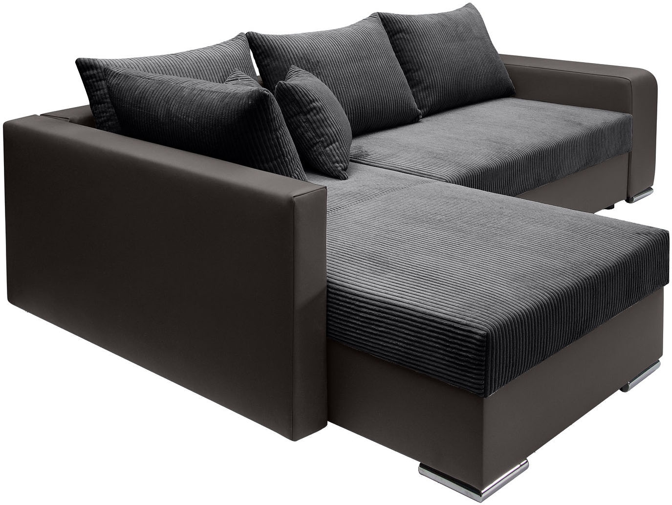COLLECTION AB Ecksofa »L-Form«, Regalarmlehne mit LED RGB Beleuchtung,Bettfunktion und Bettkasten