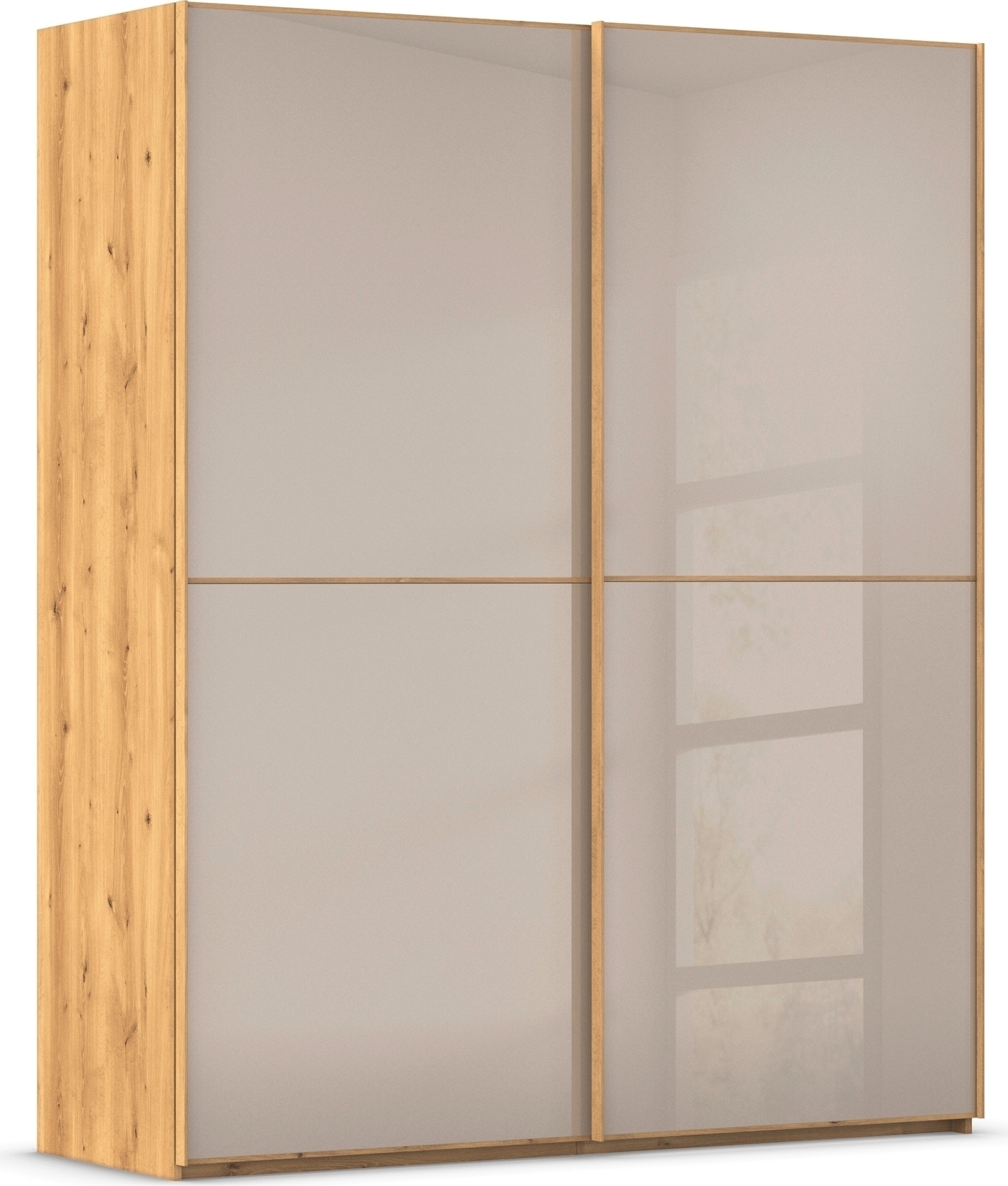 rauch Schwebetürenschrank "Kleiderschrank Schrank Garderobe Schlafzimmerschrank SCALE-DUO" edle zweigeteilte Türen Glas-Front mit 3 Zierleisten MADE IN GERMANY