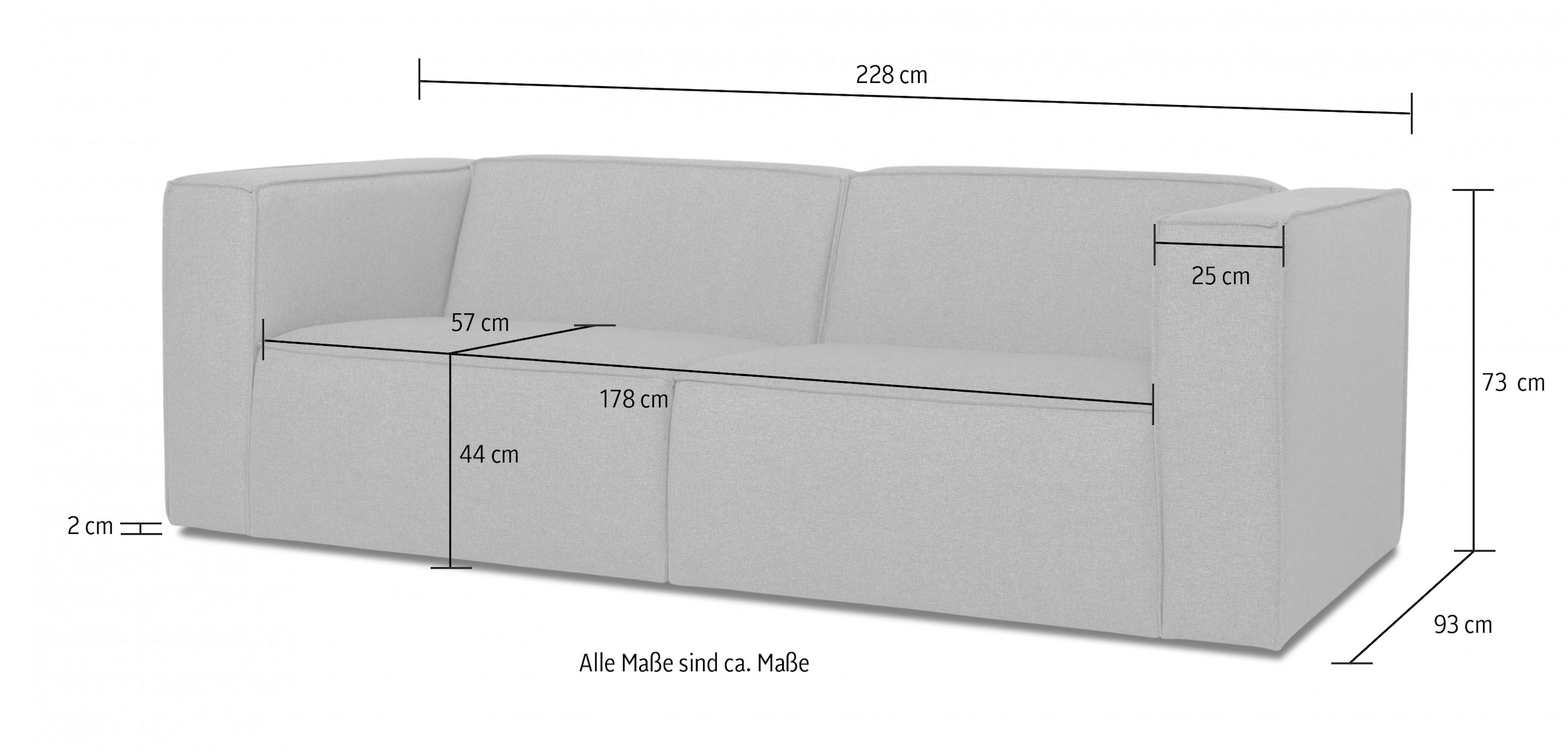 andas 3-Sitzer »Dalby«, extra tiefe Sitzfläche, mit Kedernaht, angenehmer Sitzkomfort