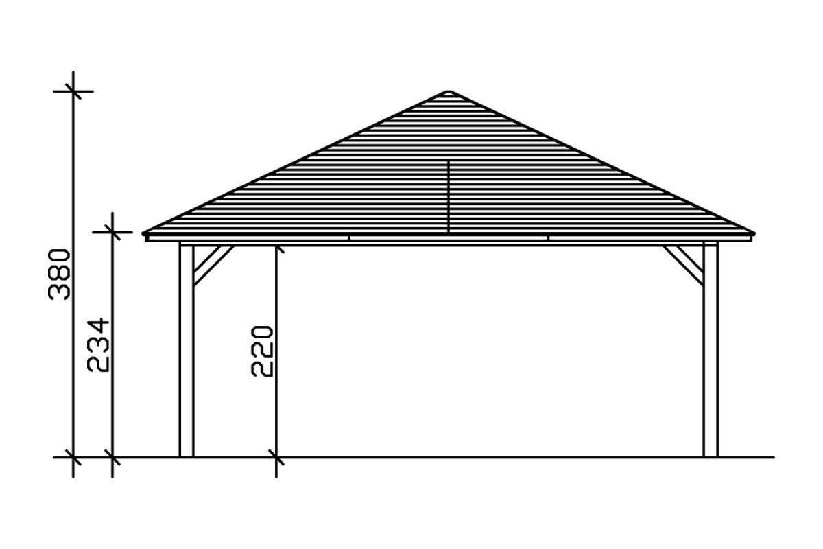 Skanholz Doppelcarport »Taunus« Leimholz 530 cm natur