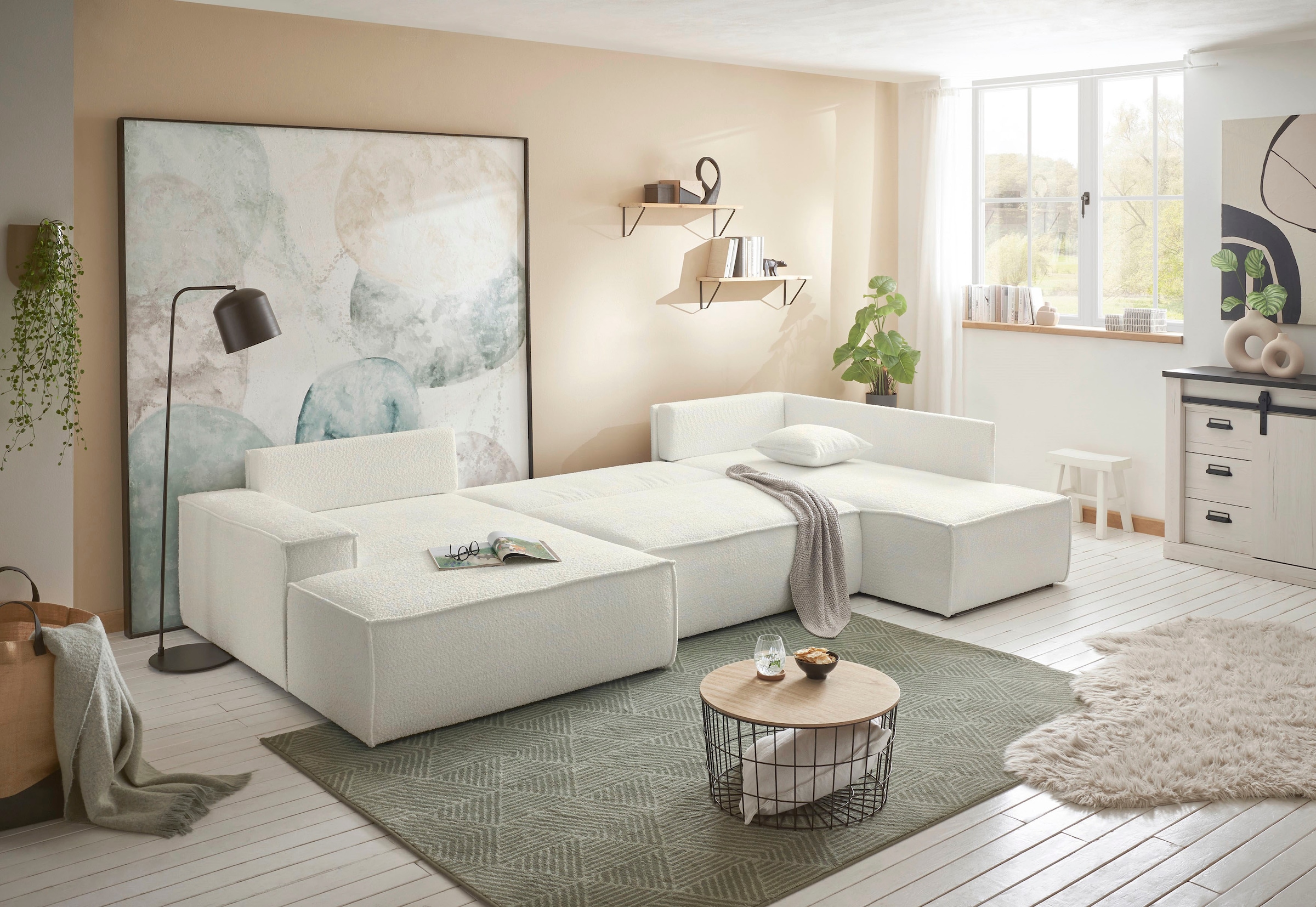 andas Wohnlandschaft "FINNLEY U-Form XXL 329 cm, Schlafsofa, Schlaffunktion günstig online kaufen