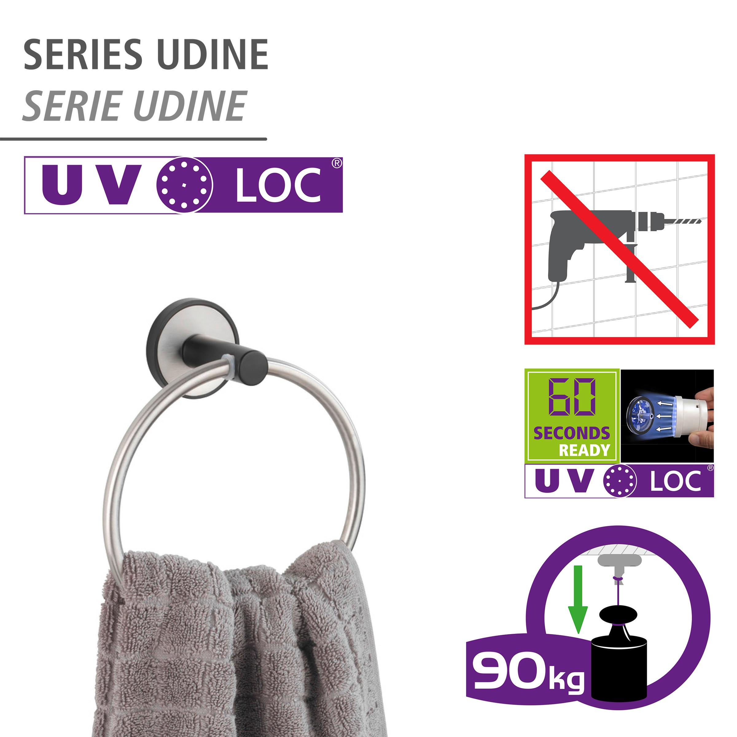 WENKO Handtuchring »UV-Loc® Udine«, befestigen ohne Bohren