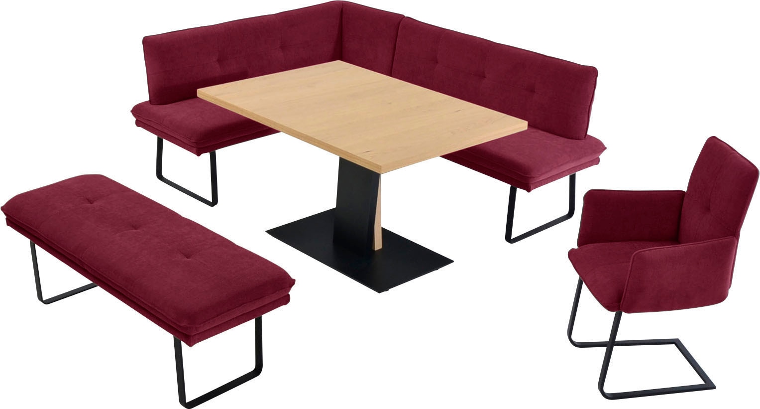 K+W Komfort & Wohnen "Giacomo III" 4 Stk. tlg. wahlweise links oder rechts langer Schenkel 207cm, Freischwingersessel