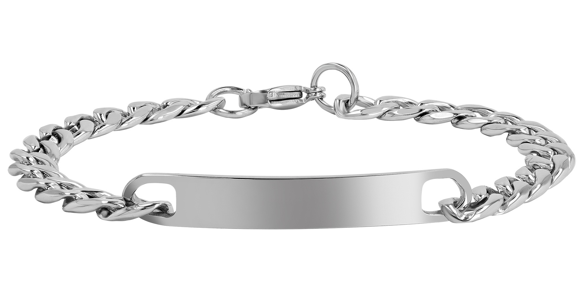 Adelia's Unisex ID Curb Chain Bracelet Silver 23 cm