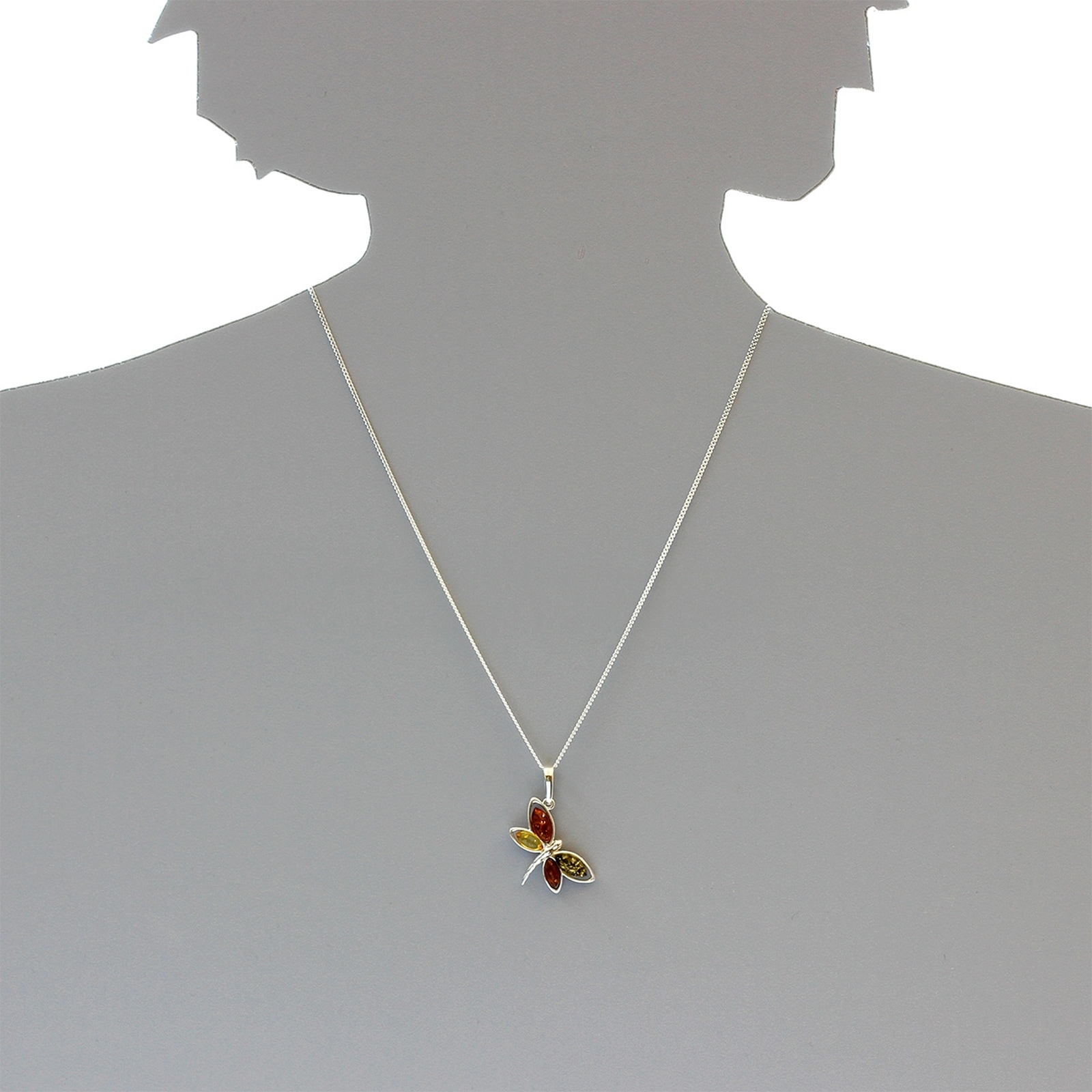 OSTSEE-SCHMUCK Kette mit Anhänger »- Schmetterling - Silber 925/000 - Bernstein«