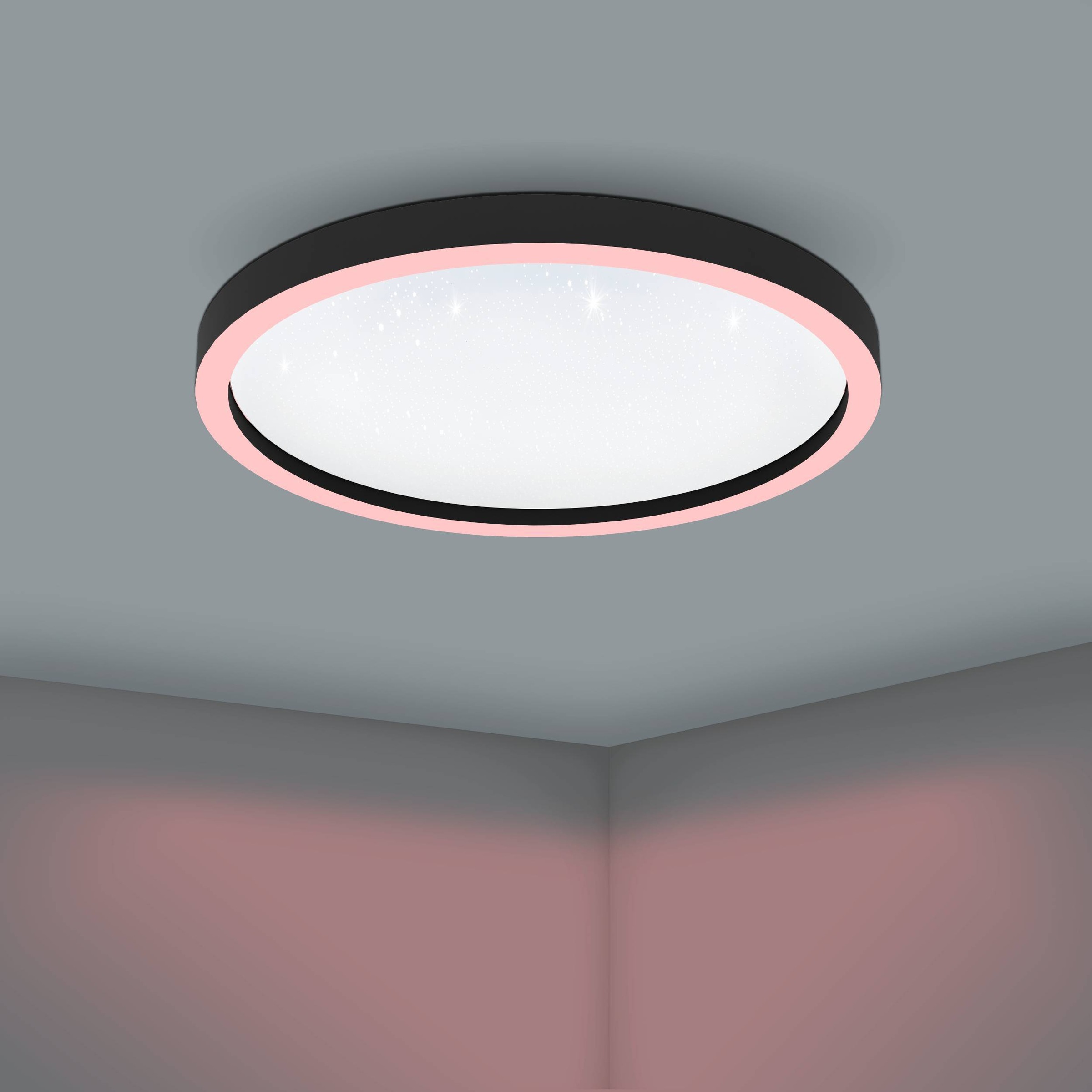 EGLO Deckenleuchte »Montemorelos-Z Deckenlampe, ZigBee 3.0, Kristall-Effekt, Flurlampe« LED-Modul 1 Stk. Kaltweiß | RGB Wand-/Deckenleuchte - H7 x Ø57 cm - schwarz - 34,5W inkl.