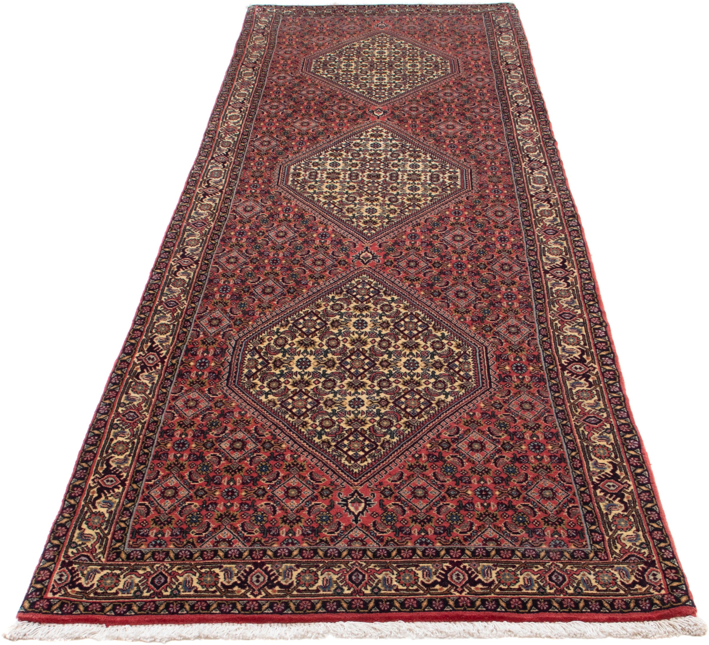 morgenland Orientteppich "Perser - Bidjar - 298 x 88 cm - dunkelrot", rechteckig, 15 mm Höhe, Wohnzimmer, Handgeknüpft, 