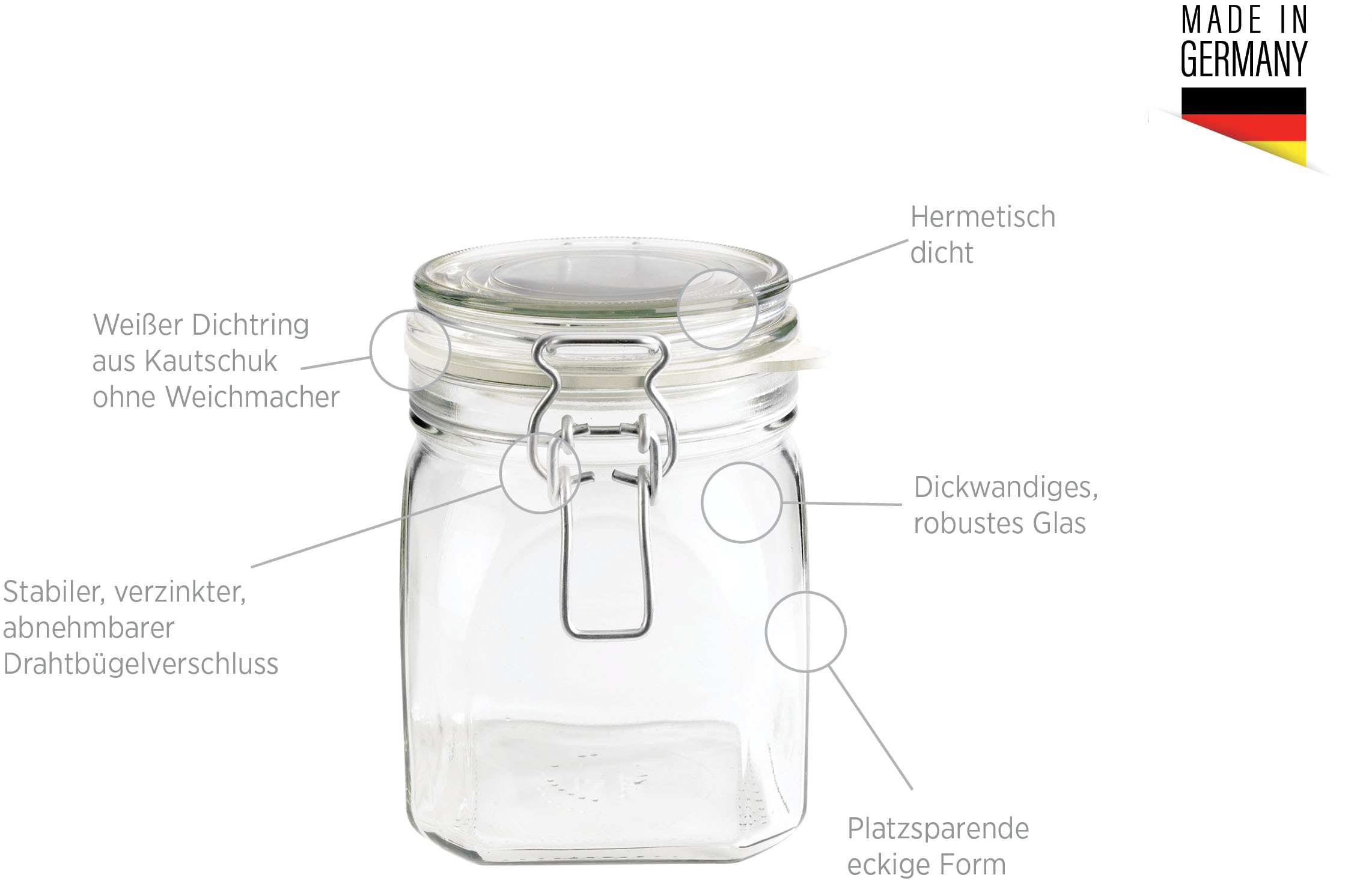 MÄSER Einmachglas »Gothika, Einkochglas Set« Set, je 2 Gläser mit Füllmenge 75 cl, 1,05 l, 1,45 l + 1x Einkochring-Set, 7 Stk. tlg. Glas mit Deckel