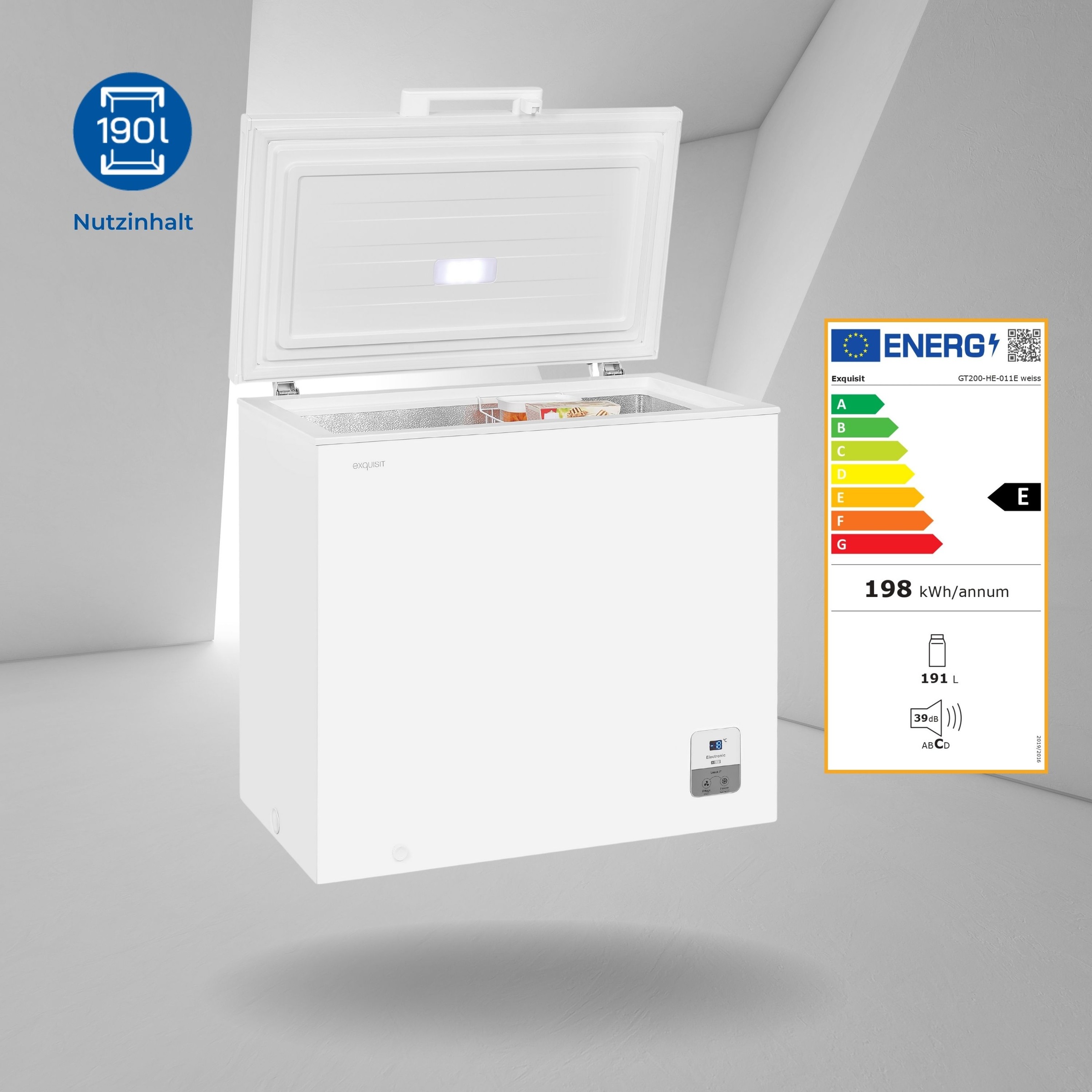 exquisit Gefriertruhe »GT200-HE-O11E weiss«, 85,3 cm hoch, 89,1 cm breit, mit Türschloss