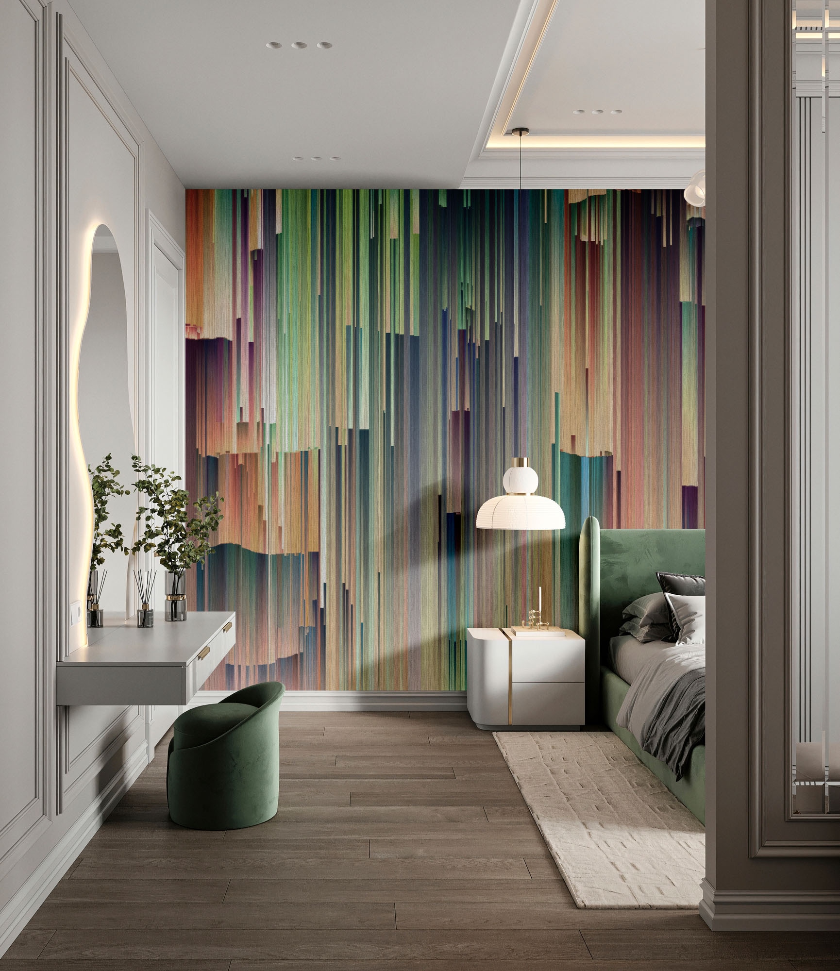 living walls Fototapete »Walls by Patel 5 Fototapete Abstrakte 3D-Farbsäulen« 3D-Optik glatt Abstrakte 3D-Farbsäulen auf 200 g/m² Premium-Vlies