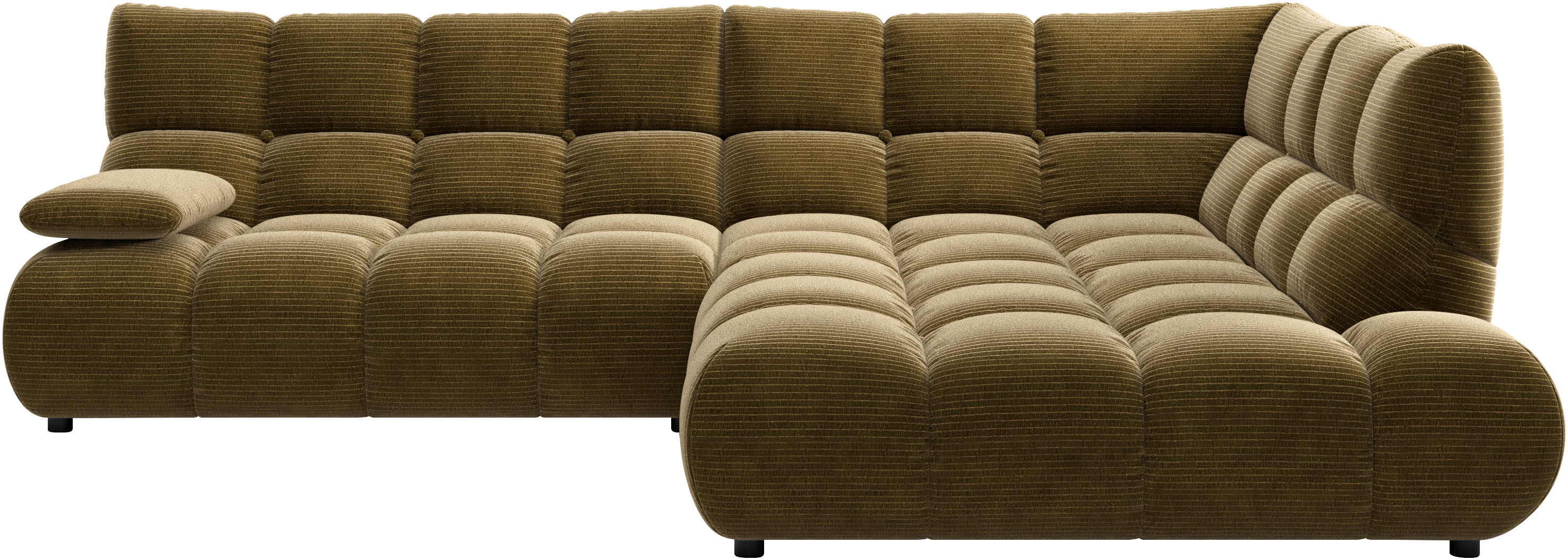 Home affaire Ecksofa "Cozy Bubble, mit klappbarer Armlehne, Breite 289 cm" mit eleganter Steppung, Rundumbezug & weicher Polsterung