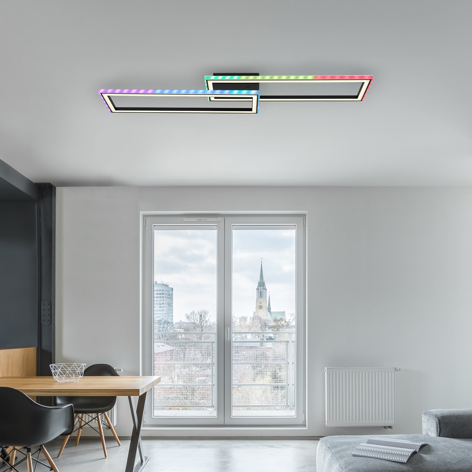 GLOBO LIGHTING LED Deckenleuchte »MIRELLA«, Leuchtmittel LED-Modul | LED fest integriert, Deckenlampe/schwarz/Regenbogeneffekt/ CCT 2700-6500K