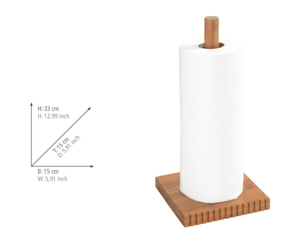 WENKO Küchenrollenhalter »Modell Mera«, (Set, 2 St.), mit Utensilienhalter, Küchen-Set aus geräuchertem Bambus