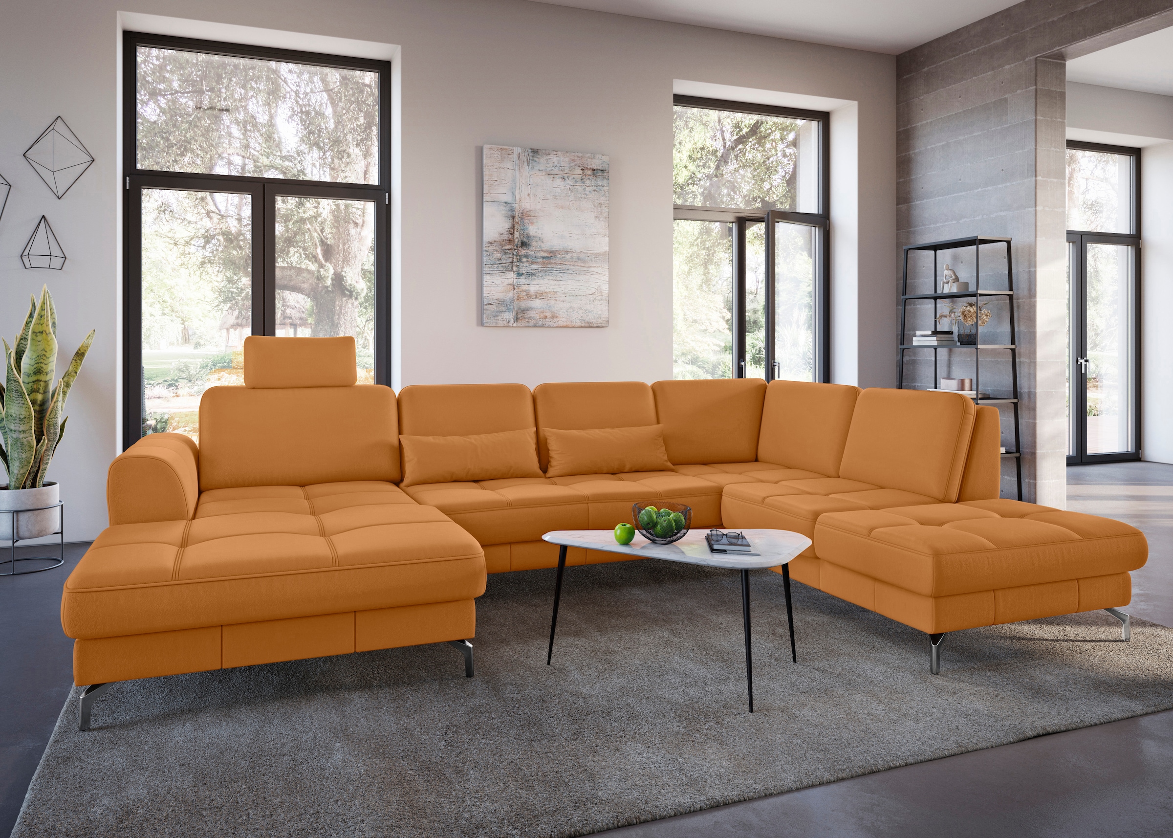 sit&more Wohnlandschaft "Bendigo U-Form" inklusive Sitztiefenverstellung, Bodenfreiheit 12 cm, in 2 Fußfarben