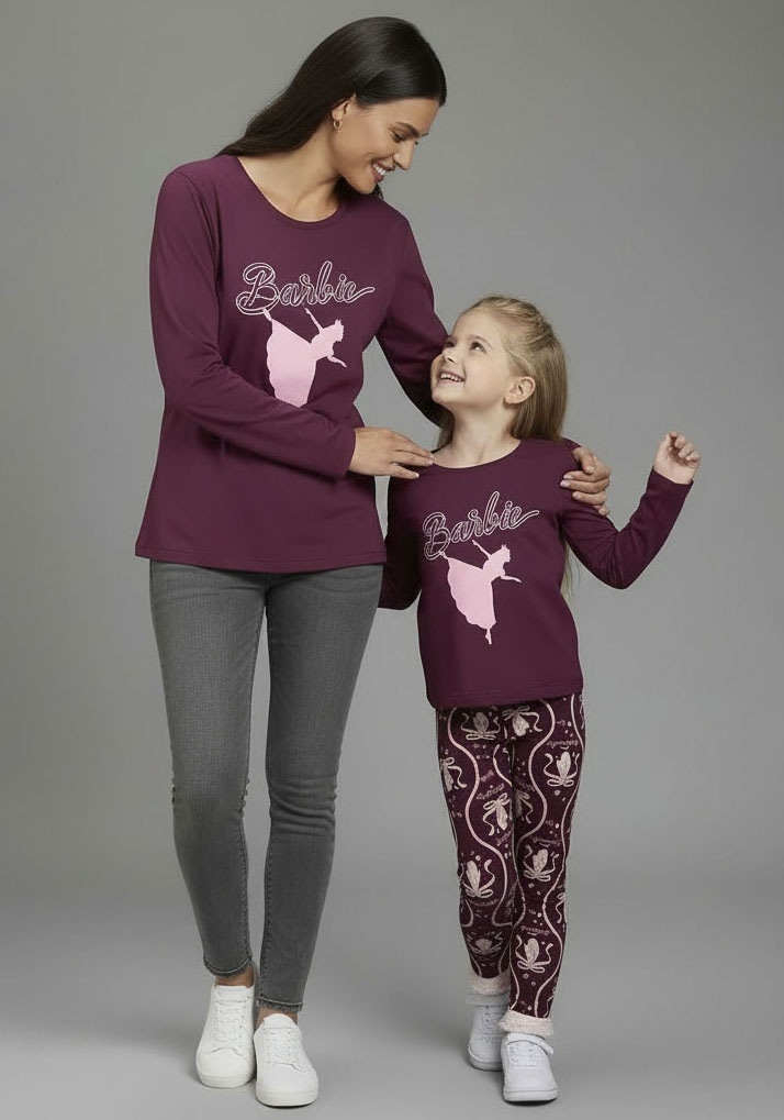 Laura Scott Langarmshirt »BARBIE Glitzerdruck Shirt, Mama&Me Style, Mattel« BARBIE Nussknacker Style, Mini-Me