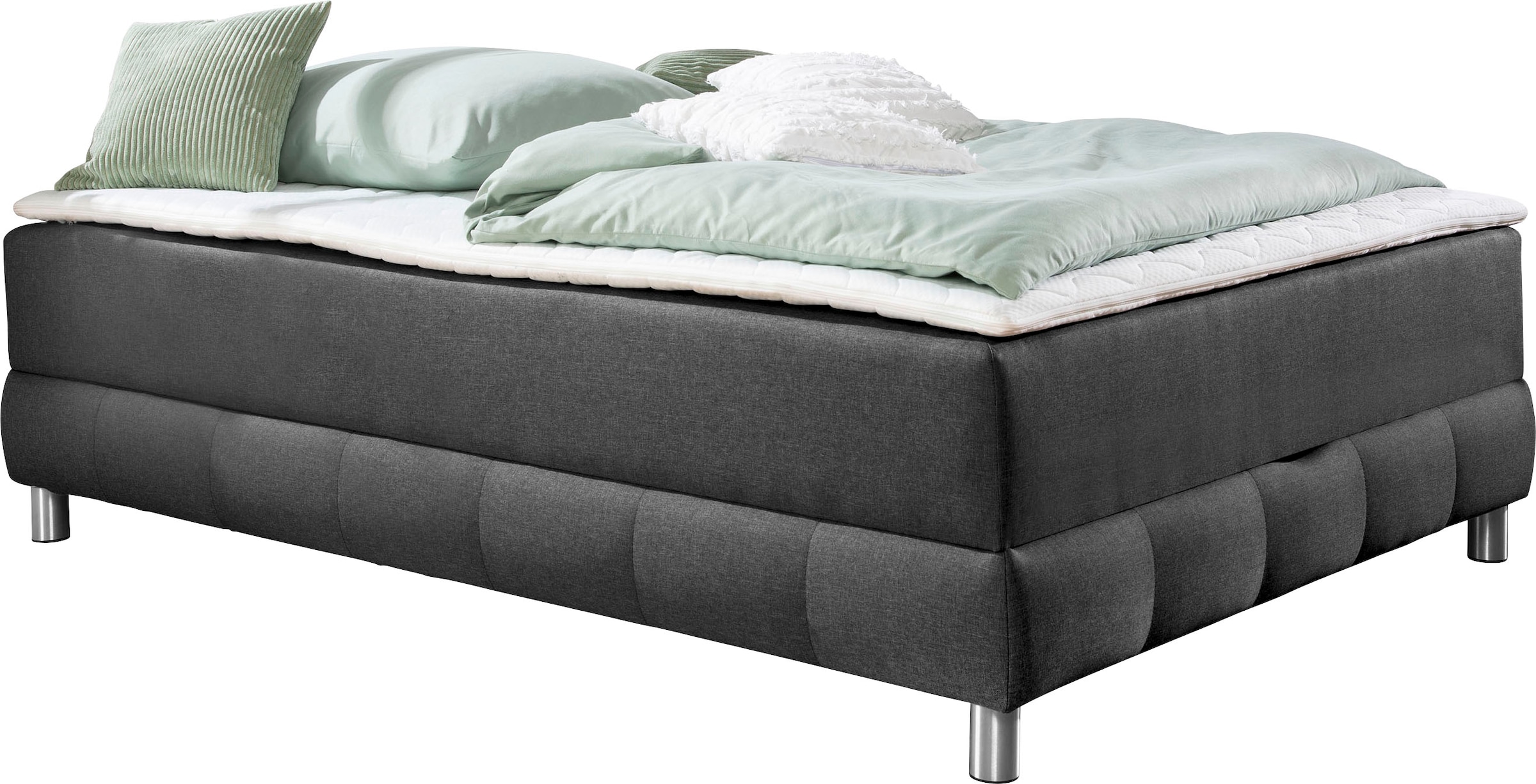 INOSIGN Boxspringbett »Vaasa«, für Dachschrägen geeignet, inkl. Bettkasten und Topper