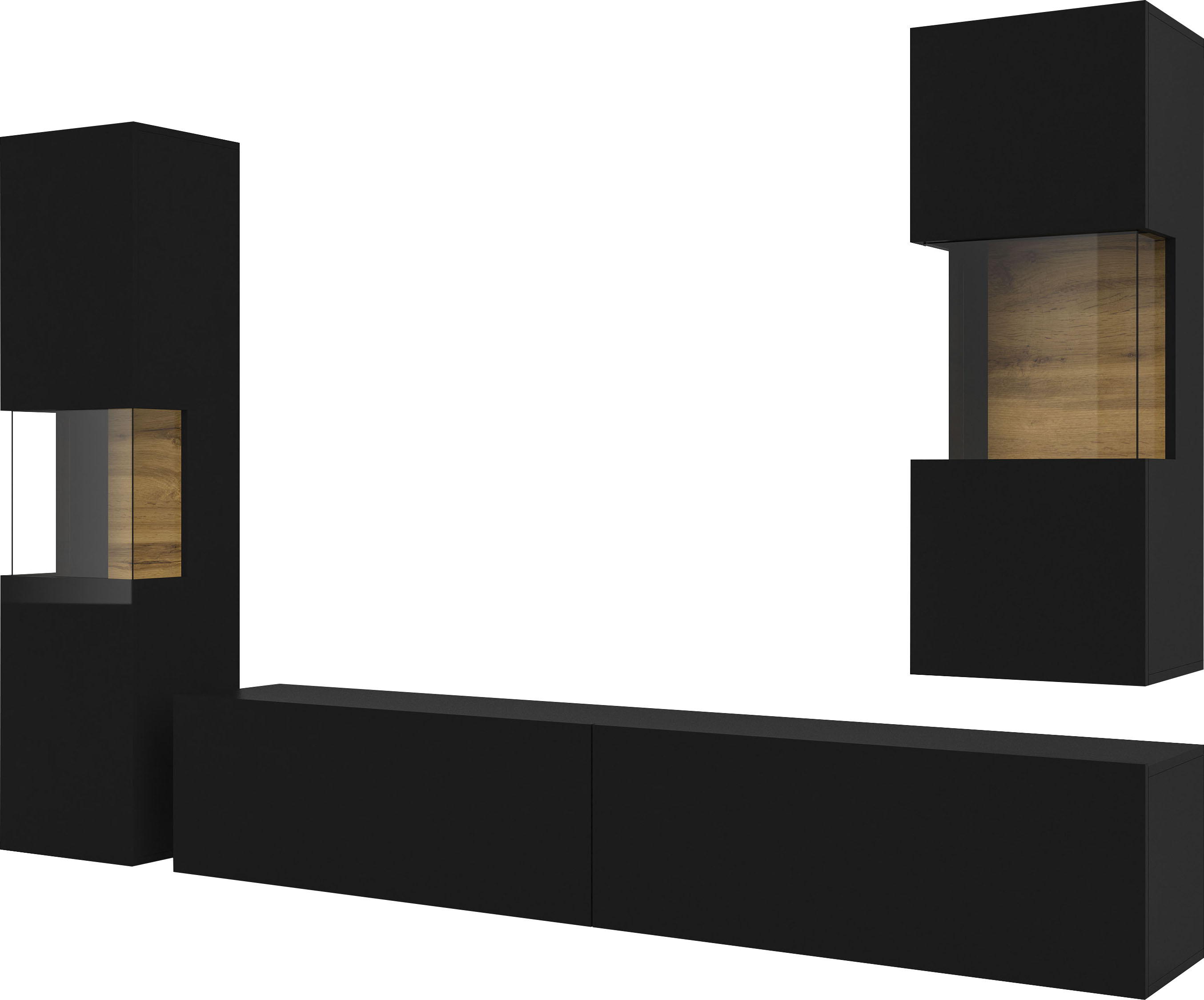 Thumbnail - Home affaire Wohnwand "Ava, Wohnzimmer-Set hängend/stehend montierbar, Vitrine, Lowboard"