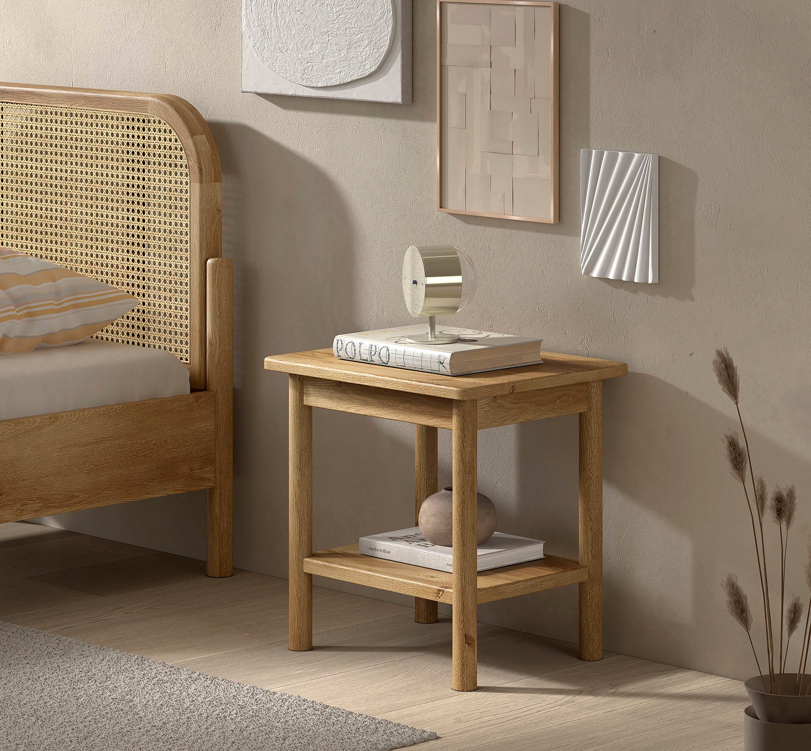 Home affaire Nachtkonsole "Olive, aus teilmassiver Eiche, natur lackiert", günstig online kaufen