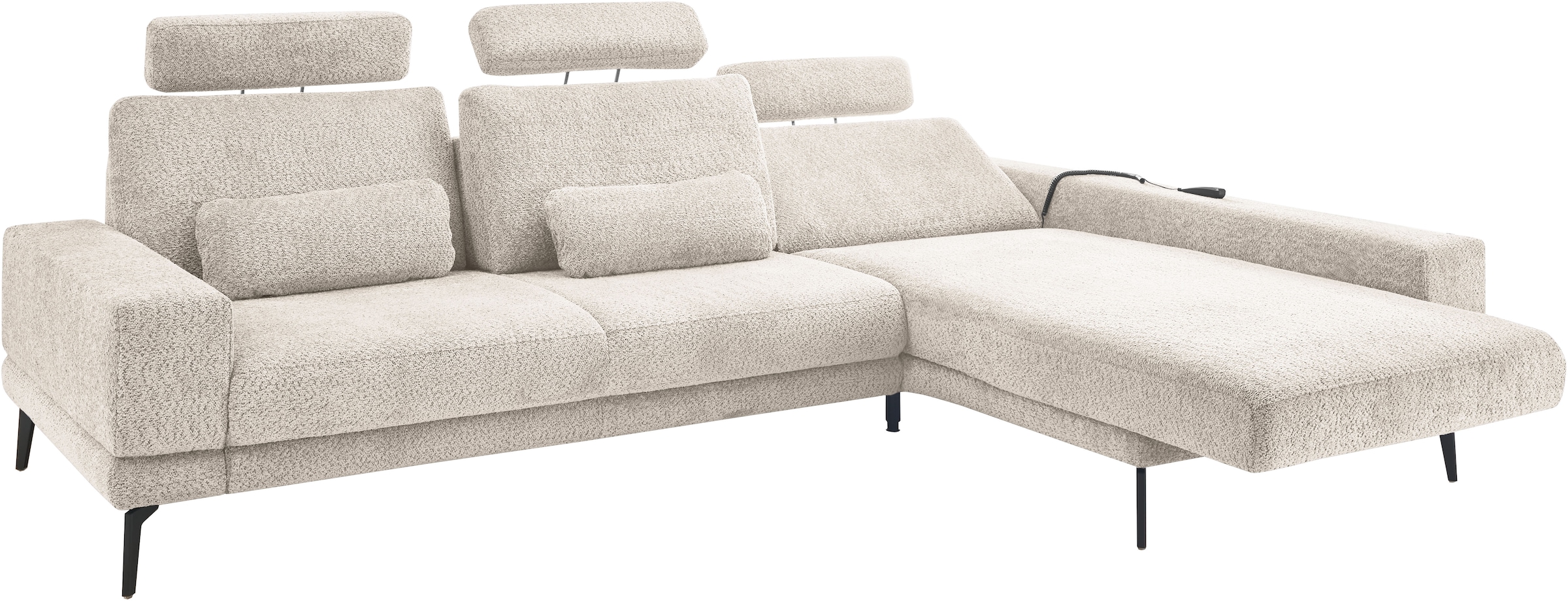 set one by Musterring Ecksofa »SO 3600, inkl motor. Sitztiefenverstellung, Kopfstützen, Nierenkissen«, Sitzhöhe 42 cm, Kaltschaum, Breite 293 x Tiefe 180 cm, Kama sand