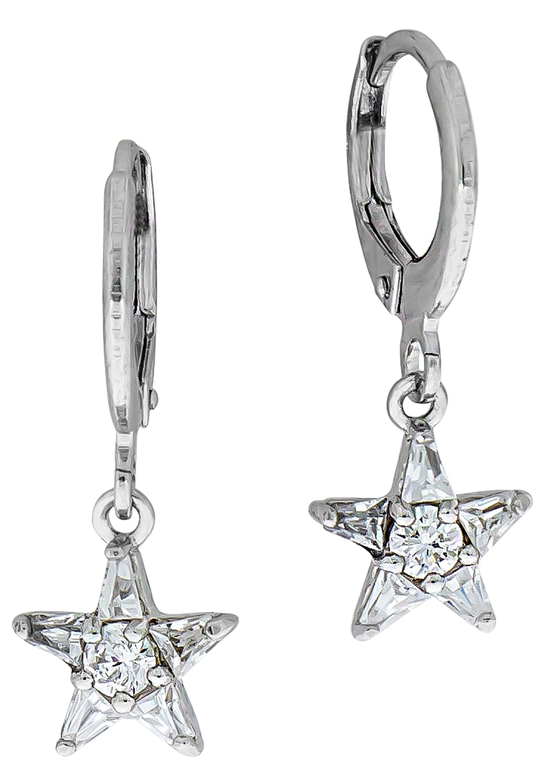 Paar Creolen FIRETTI "Schmuck Geschenk Silber 925 Stern", silber (silberfarben, kristallweiß, kristallweiß), Ohrringe, Damen, 12mm, Silber 925 (Sterlingsilber), mit Zirkonia (synth.)