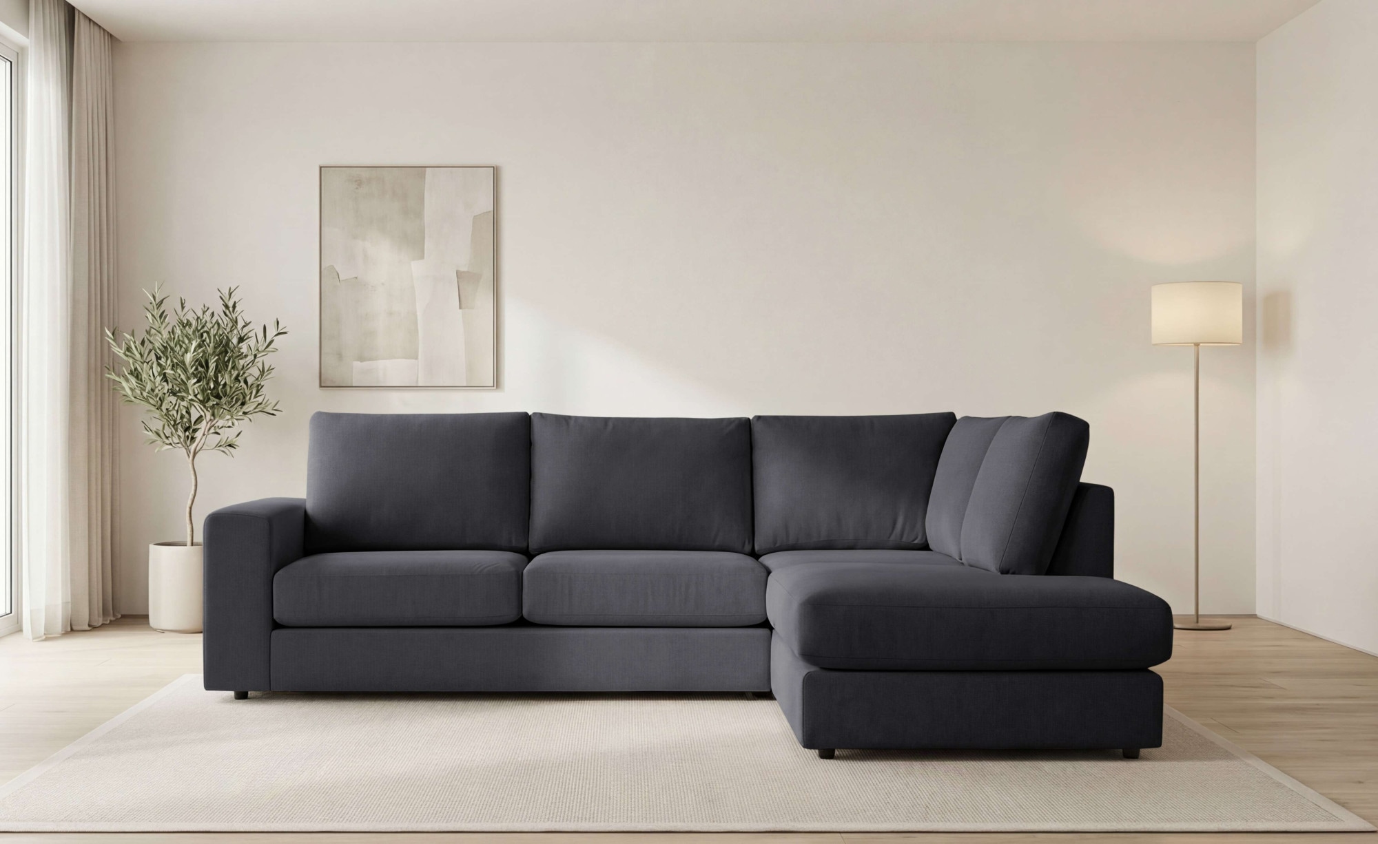 OTTO home Ecksofa "Nivette, weiches Chenille" Breite 292 cm, L-Form, bodentief, mit Wellenunterfederung