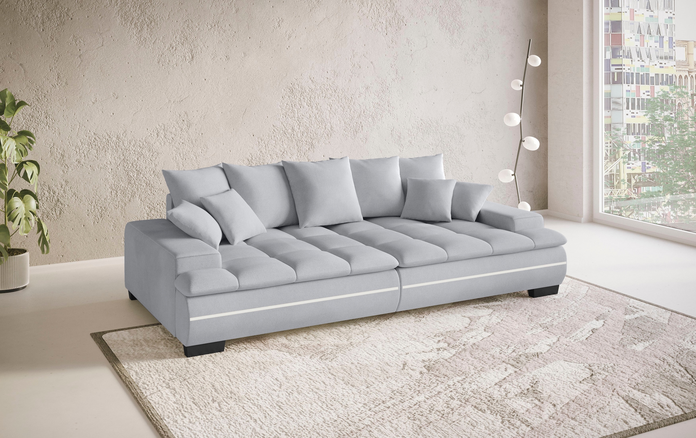 Mr. Couch Big-Sofa »Haiti II RGB-LED«, RGB-LED Beleuchtung, mit Handwerklich gearbeiteter Komfort-Steppung
