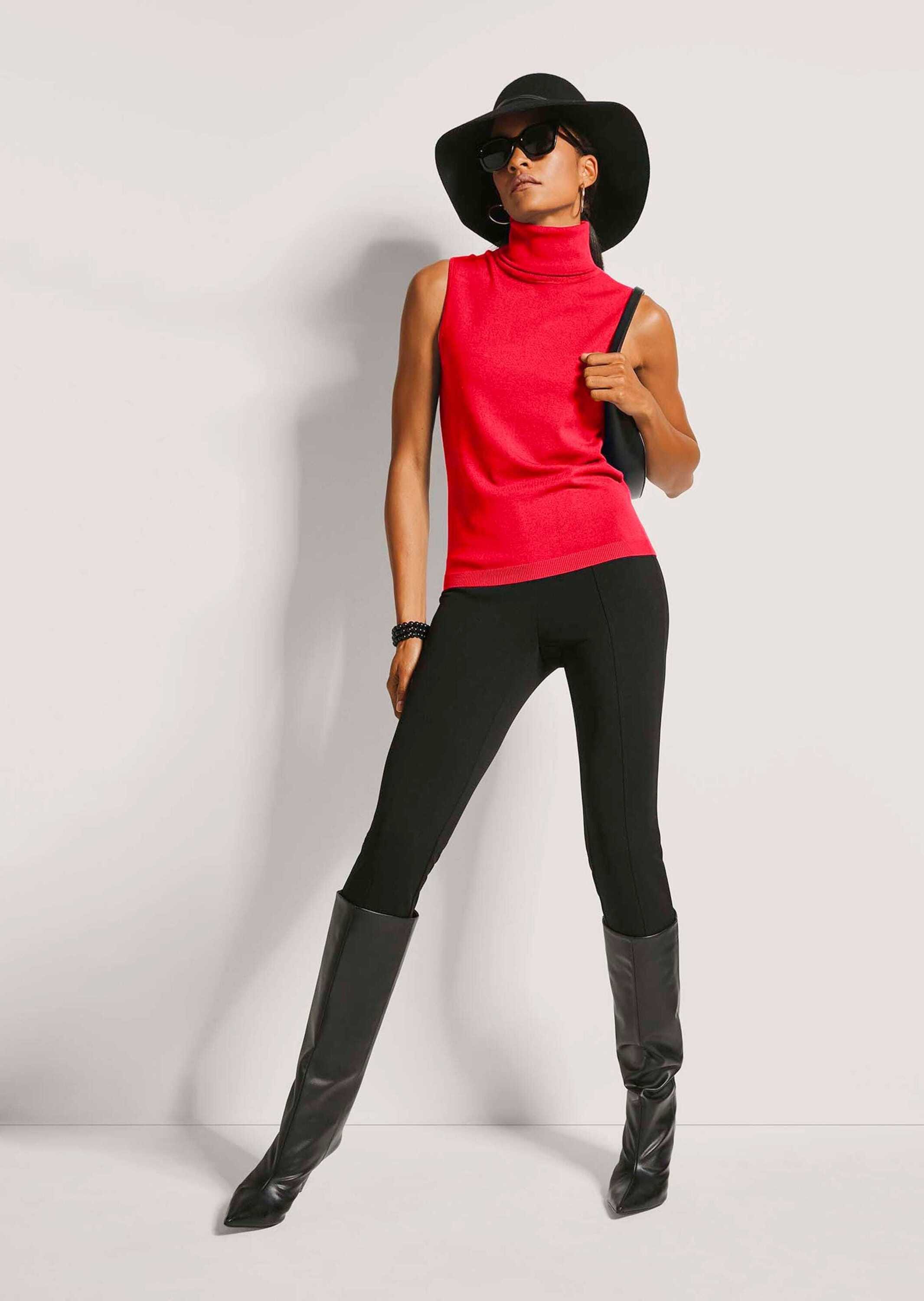 MADELEINE Longpullover »Strickpullover Viskosepullover ohne Ärmel« Ärmelloser Rollkragenpullover