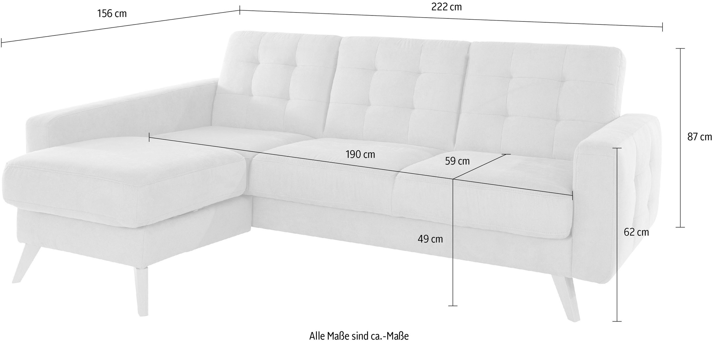 exxpo - sofa fashion Ecksofa »Nappa, kompakt und komfortabel, bequem, zeitloses Design, L-Form«, tolle Detailverarbeitung, inkl. Bettfunktion und Bettkasten