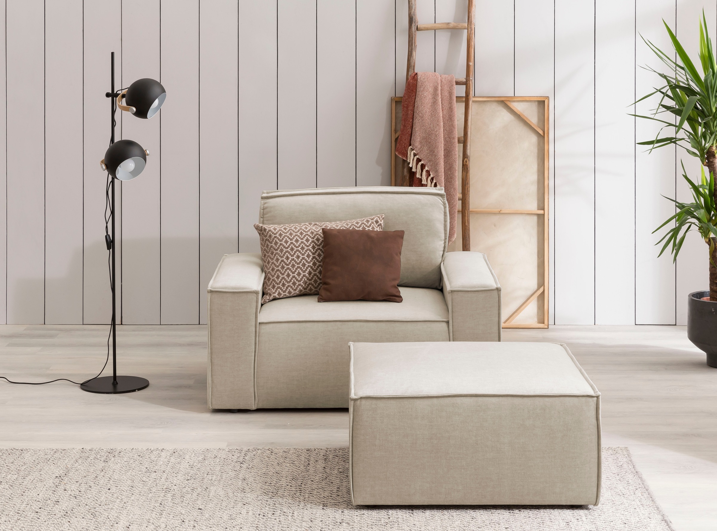 OTTO home Sessel "SHERWOOD Samtvelours Sessel-Set" Loveseat und Hocker im Set, passend zur Polster-Serie SHERWOOD