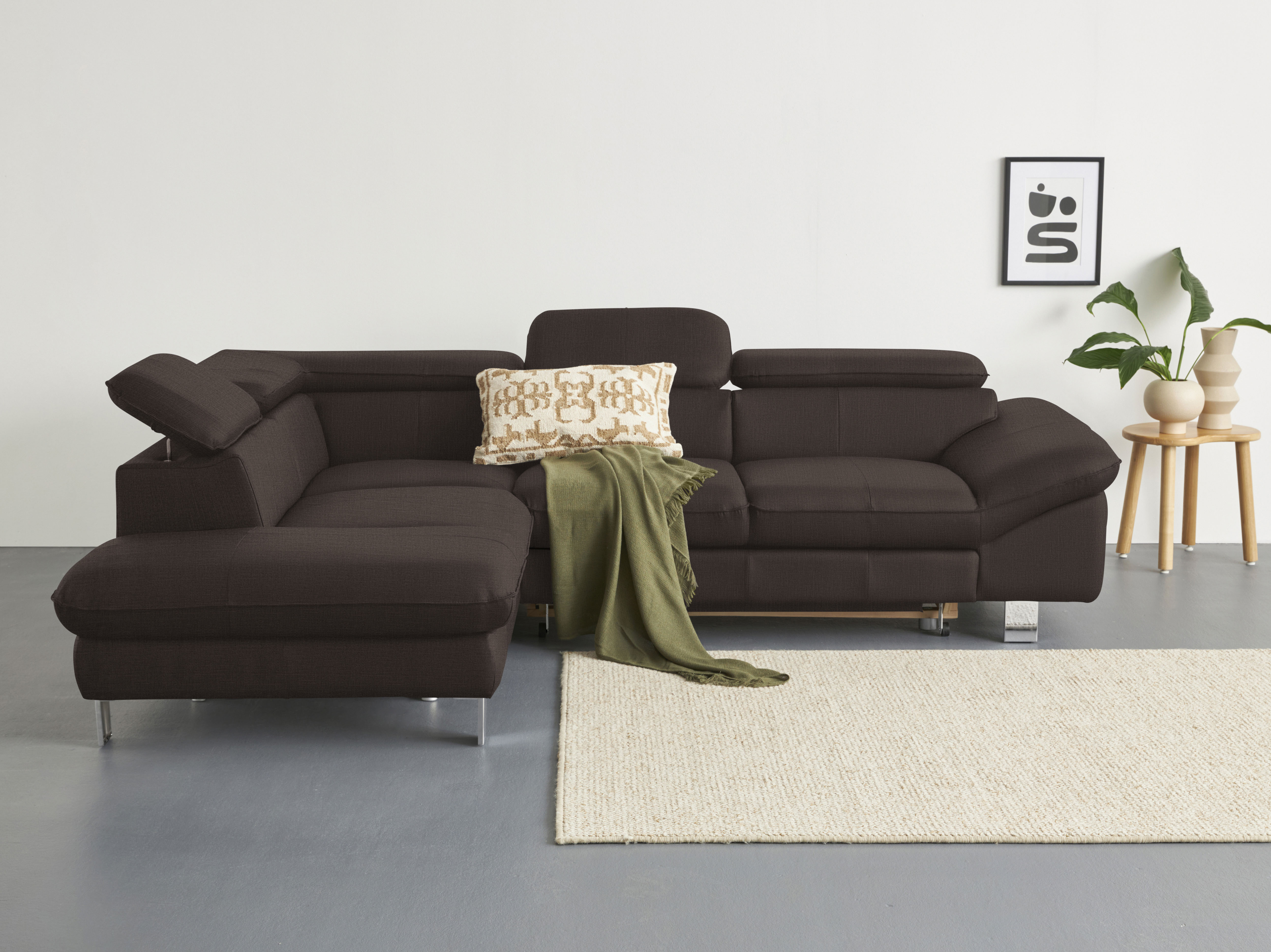 COTTA Ecksofa "Driver L-Form, B: 265cm, moderne Couch, Wellenunterfederung, inkl. 3 x" Kopfteilverstellung, optional Schlaffunktion & Bettkasten