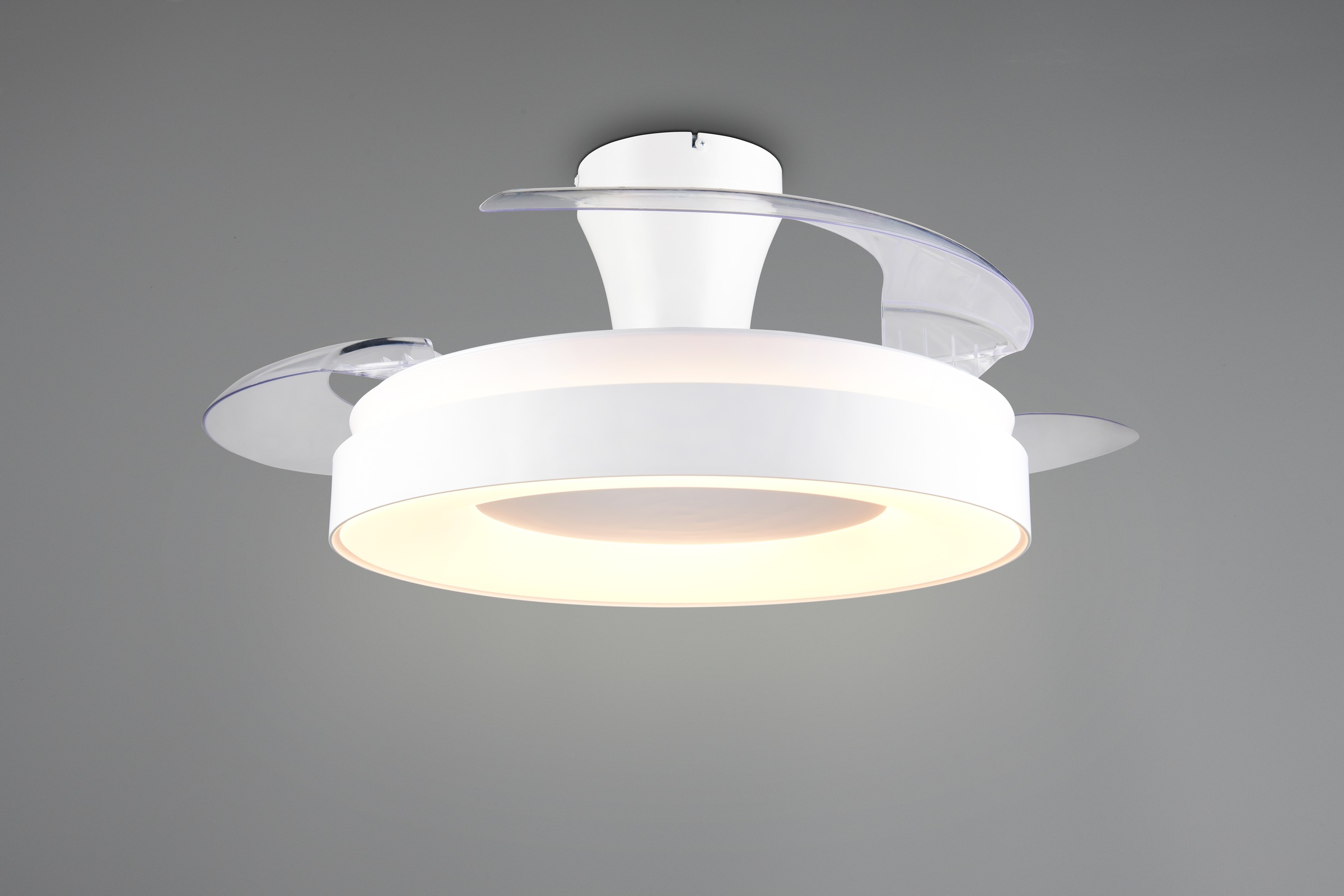 REALITY Leuchten LED Deckenleuchte »VANSBRO mit Ventilator, Deckenventilator mit ausklappbaren Flügeln 30W« LED-Board 1 Stk. Farbwechsler | warmweiß - kaltweiß Ø 49-106 cm (aufgeklappt), 6 Stufen, LED 32W CCT dimmbar Timer Fernb.