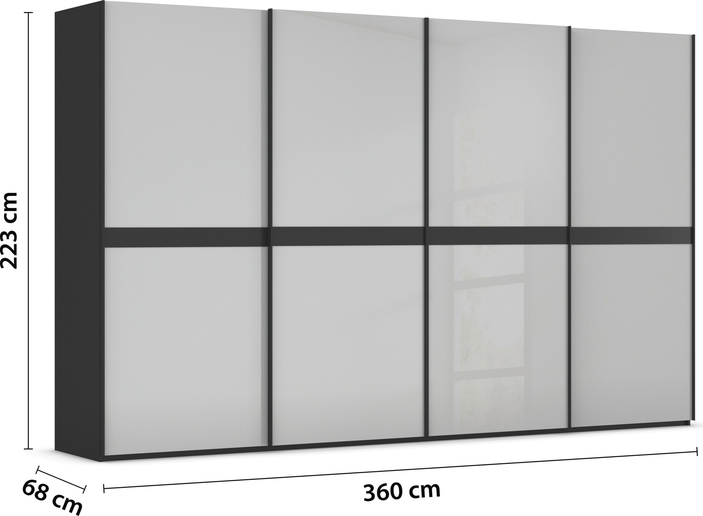 rauch Schwebetürenschrank »Kleiderschrank Schrank Garderobe Schlafzimmerschrank SCALE-LINE«, edle Optik mit Bauchbinde in Korpusfarbe mit Glasfront MADE IN GERMANY