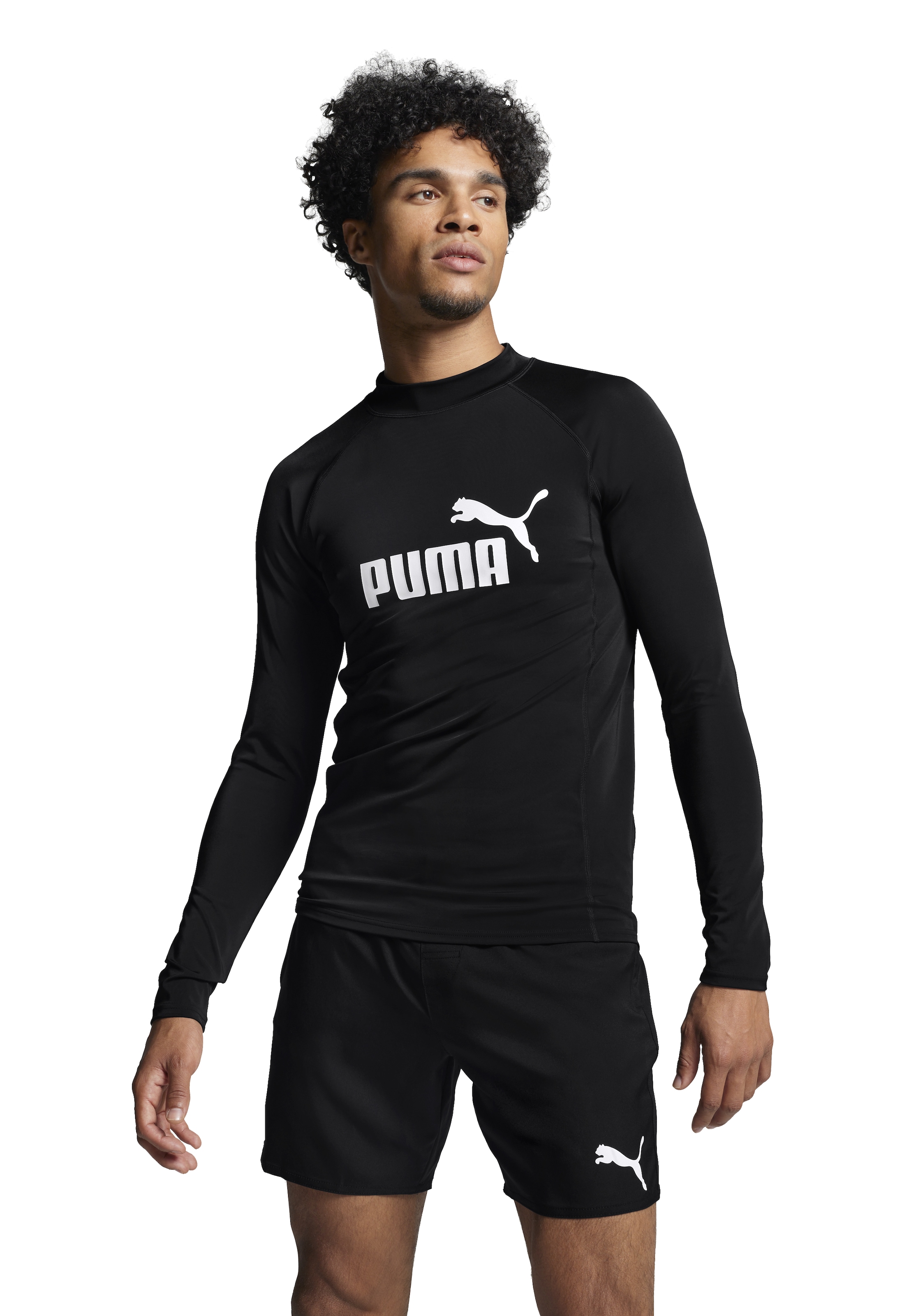 PUMA Rash Guard "PUMA SWIM MEN LONG SLEEVE RASH GUARD" mit kleinem Stehkragen, lange Ärmel