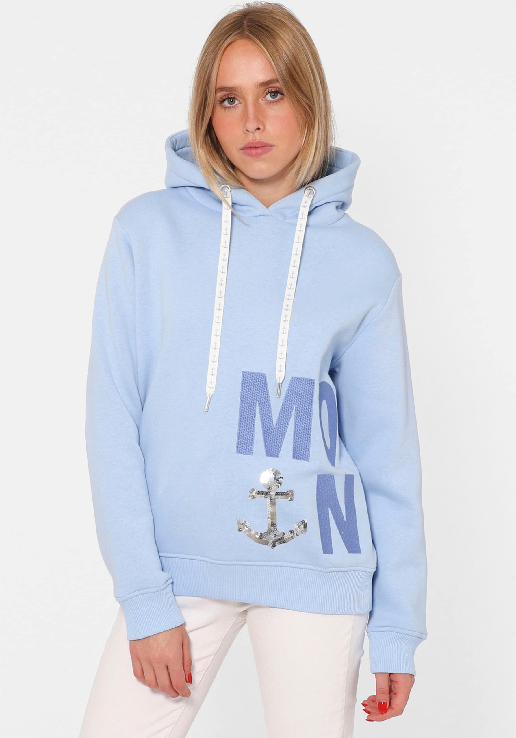 Sweatshirt »"Moin"«, "Moin" mit Pailletten Anker, Kapuze