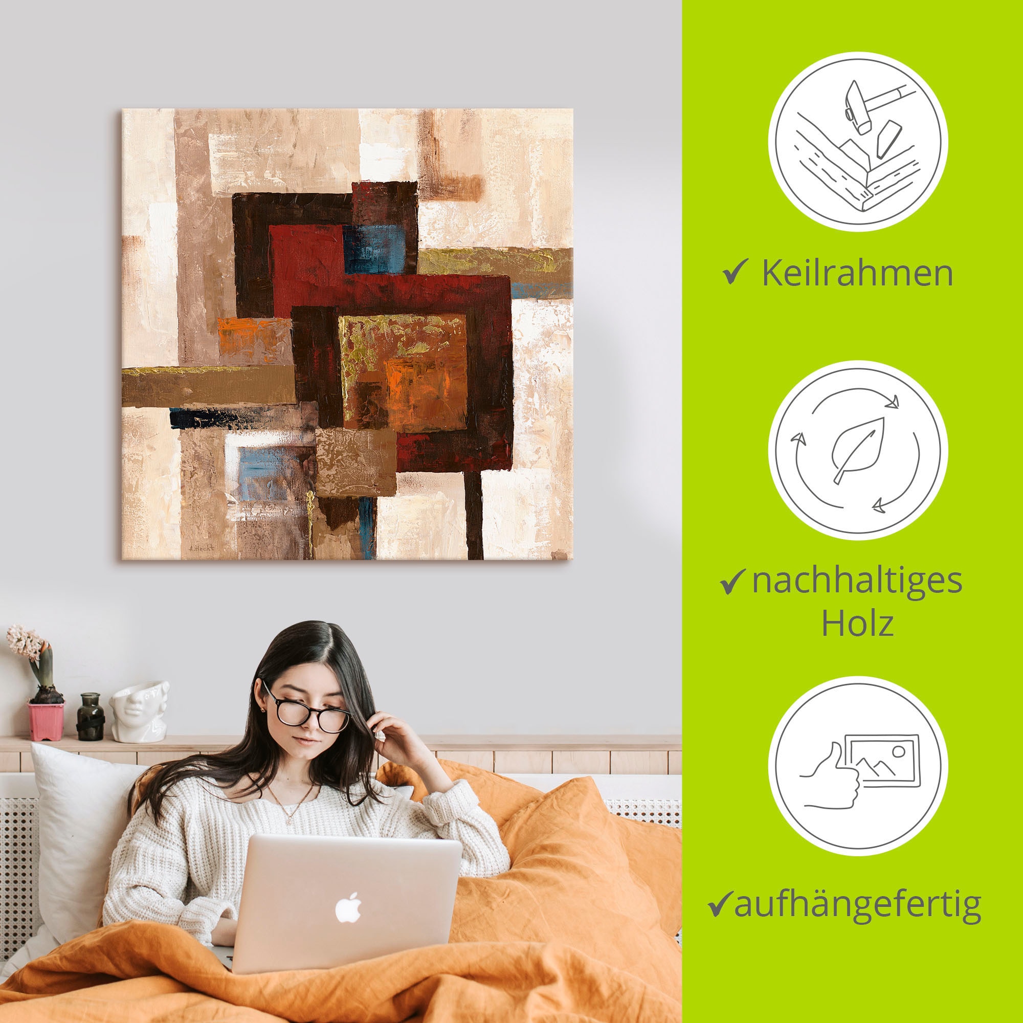 Artland Wandbild »Karos Abstrakt II«, Muster, (1 St.), als Leinwandbild, Poster in verschied. Größen