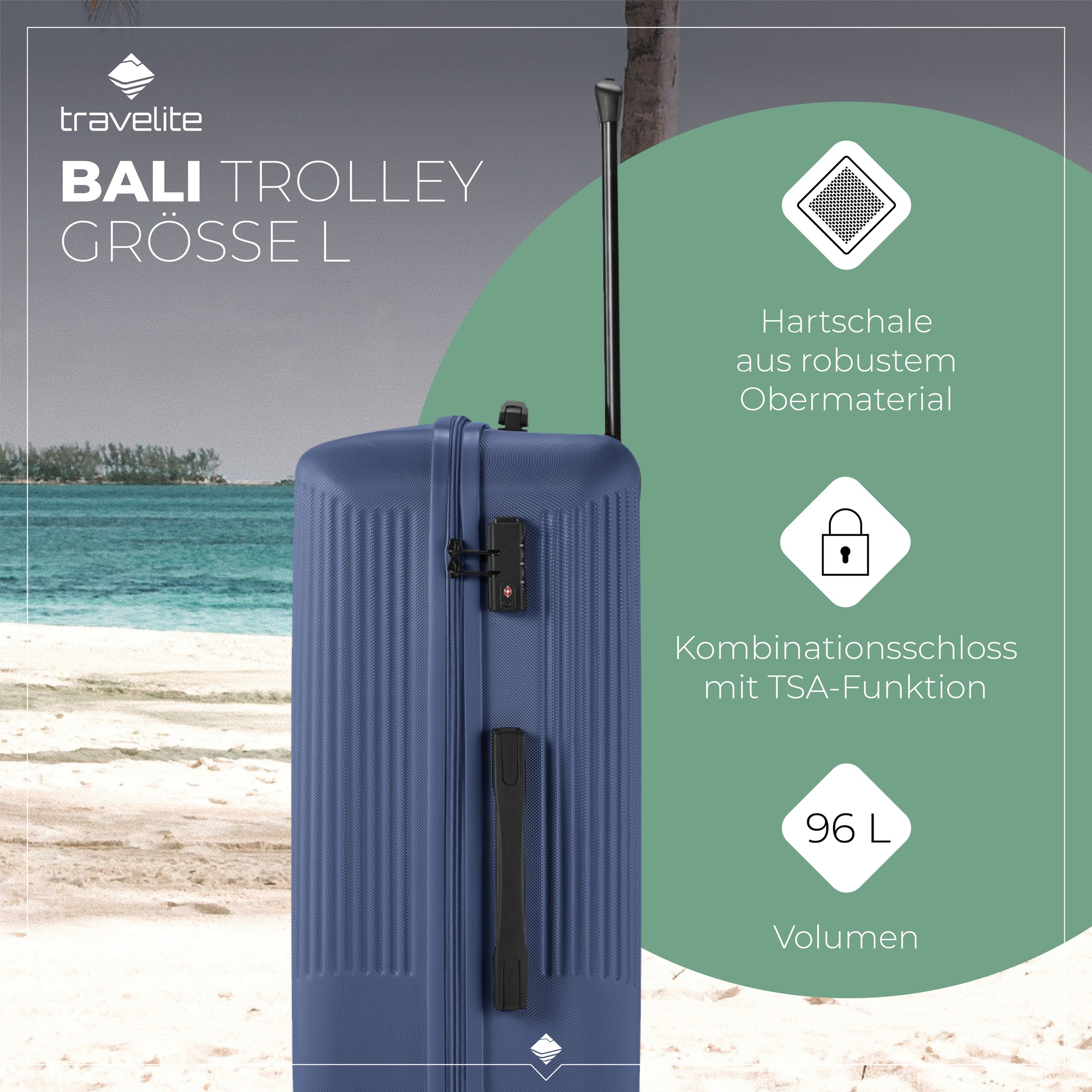 travelite Hartschalen-Trolley »BALI, in verschiedenen Größen und Farben«, 4 Rollen, Hartschallenkoffer Reisegepäck Reisekoffer TSA Schloss