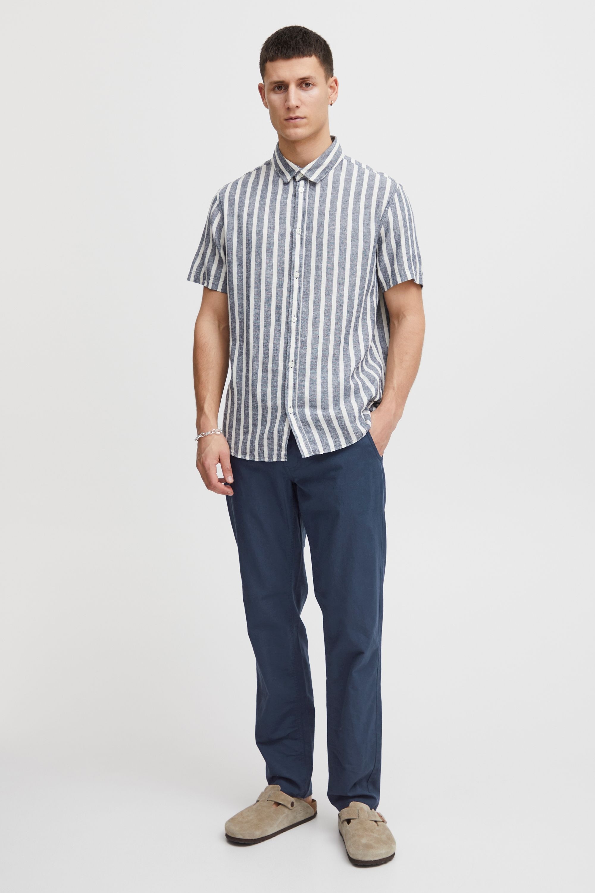 Leinenhose BLEND "Leinenhose BHLanias", Herren, Gr. XL, N-Gr, blau (navy), Obermaterial: 55% Leinen LI. 45% Baumwolle CO., Hosen 2