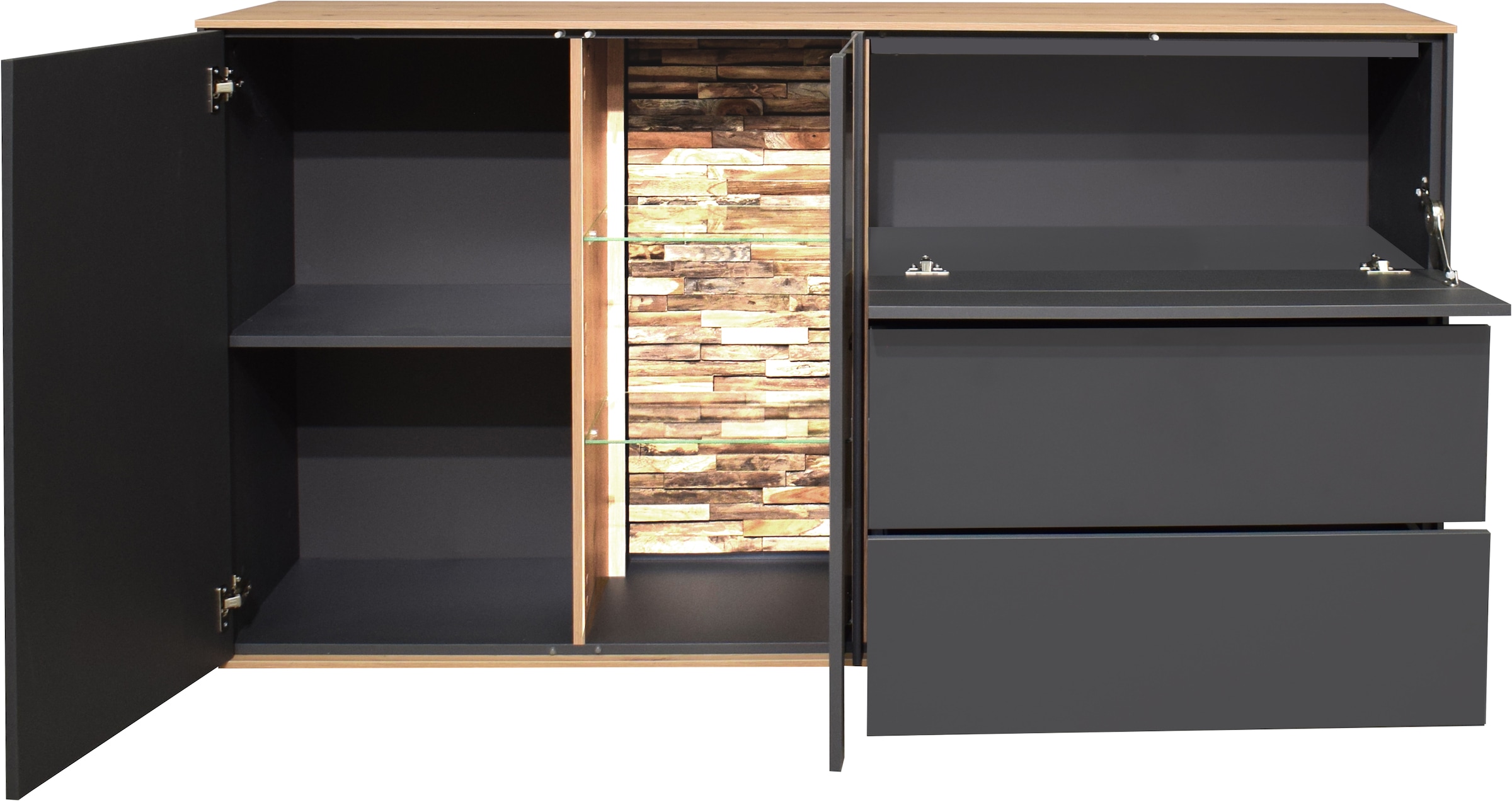 Mäusbacher Kommode, Faro Sideboard B 169 cm, inkl. Beleuchtung, Push to open Funktion