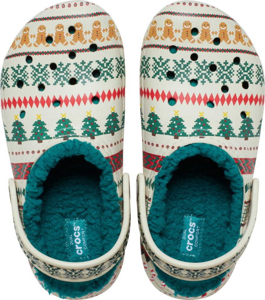 Crocs Clog »Classic Lined Fair Isle Clog T«, Weihnachtsschuh, Hausschuh mit buntem Festive Print