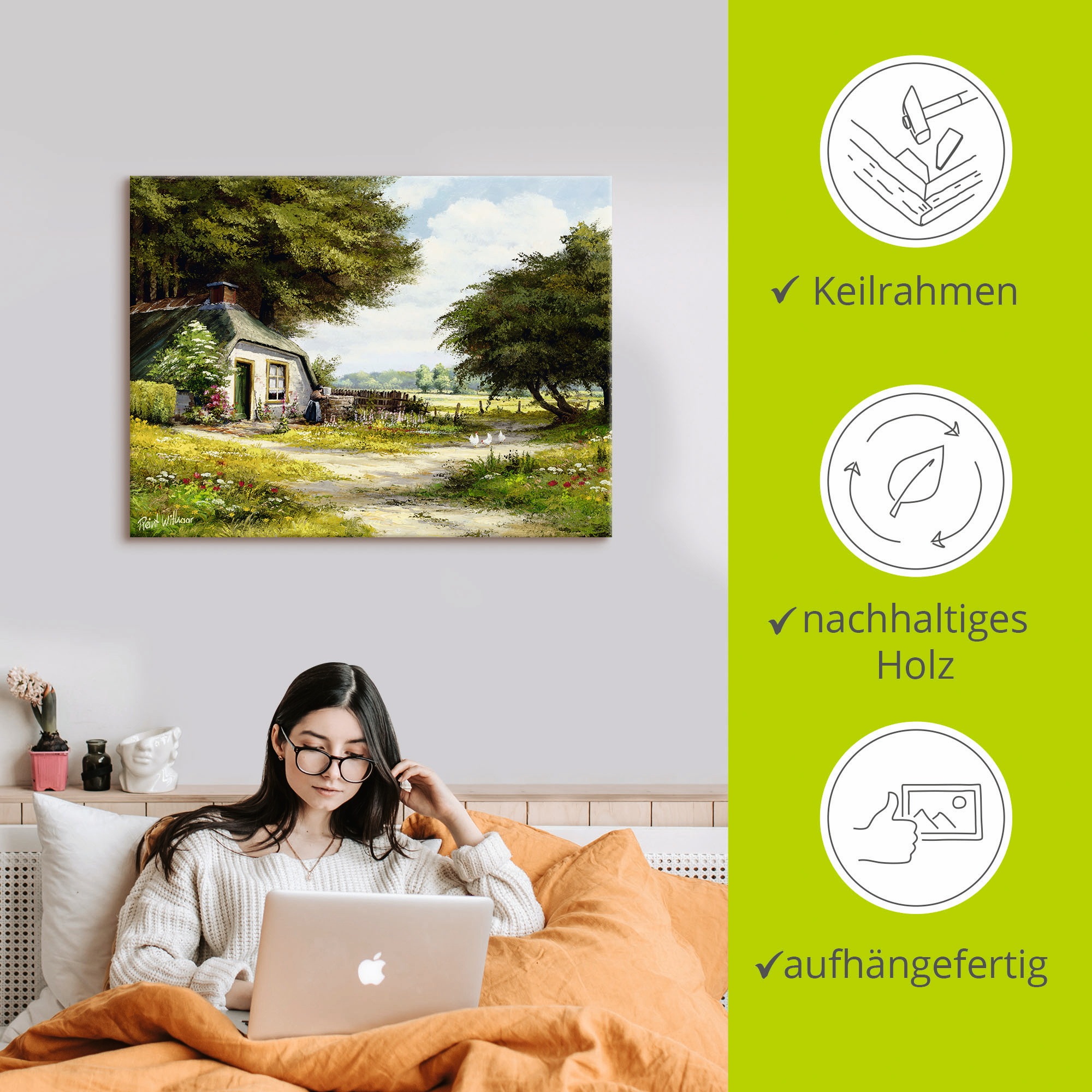 Artland Wandbild »Bauernhaus«, Garten, (1 St.), als Leinwandbild, Poster in verschied. Größen