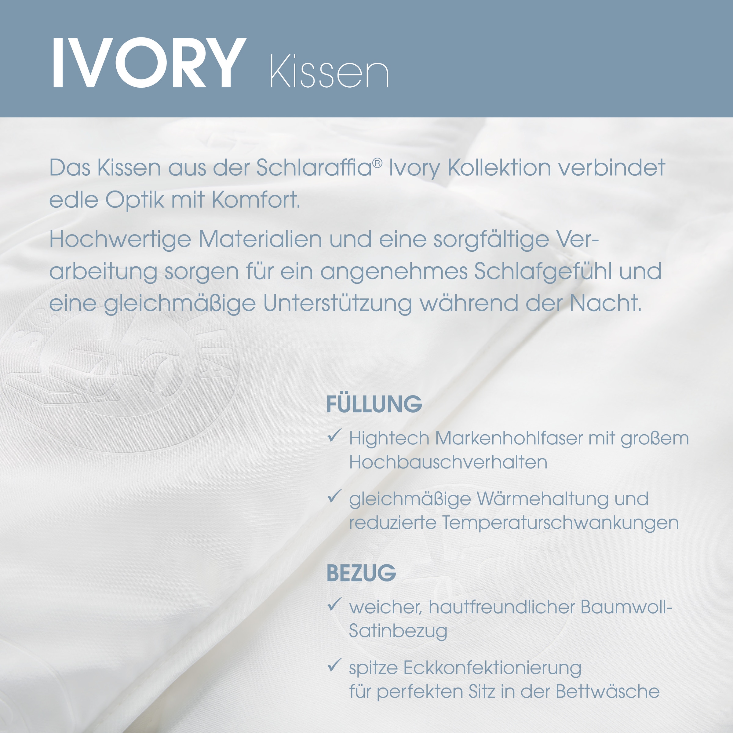 Schlaraffia Kopfkissen »Kissen SCHLARAFFIA IVORY« 1 Stk. tlg.
