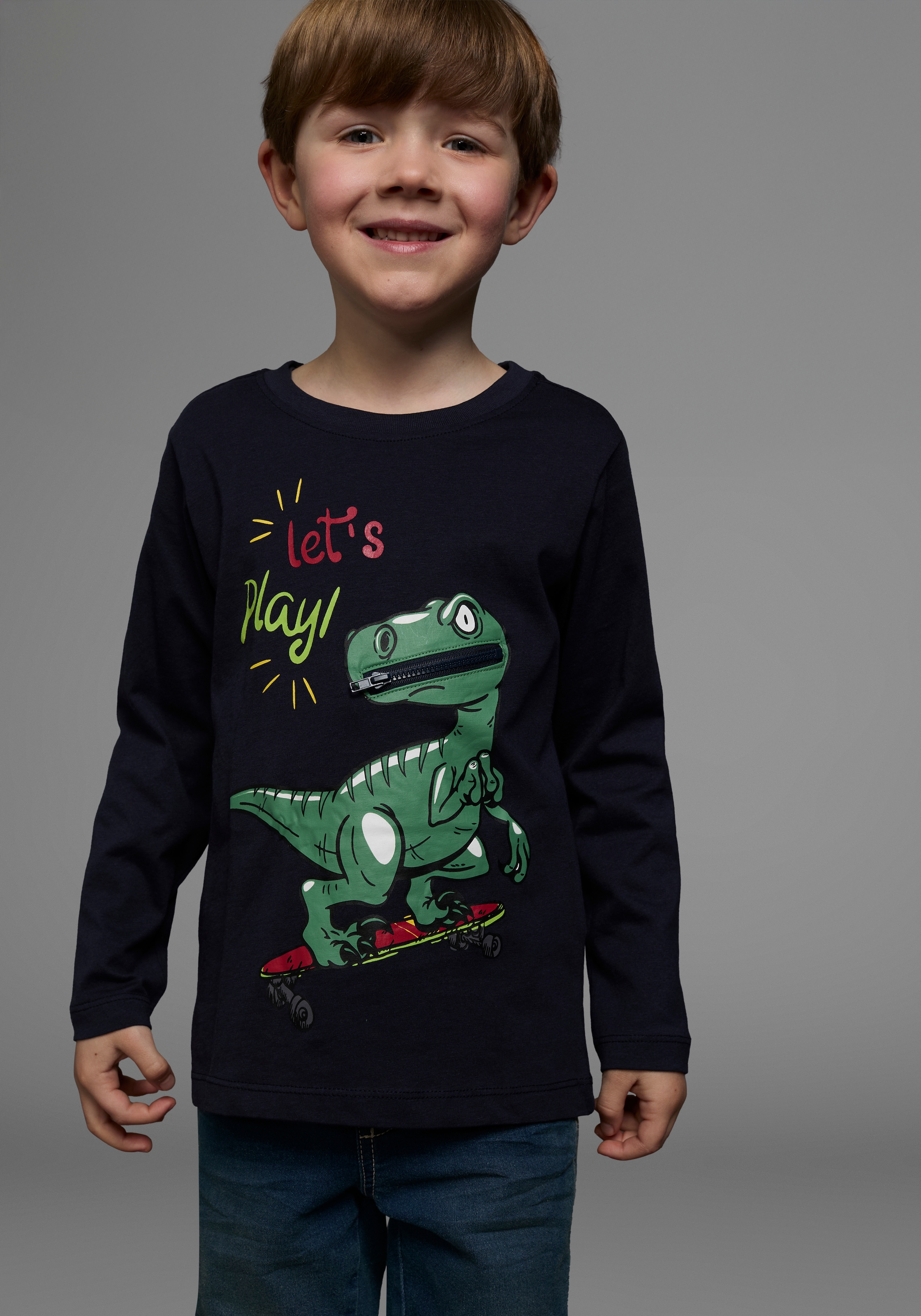 KIDSWORLD Langarmshirt »LET´S PLAY«, Langarm, Basic-Stil, aus Baumwolle