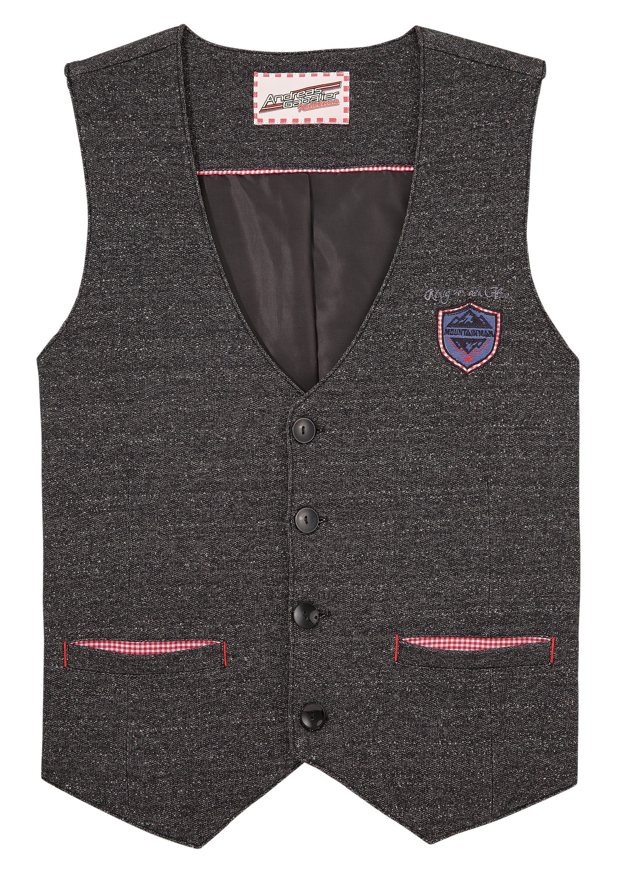 Trachtengilet Herren mit dekorativem Wappen-Aufnäher