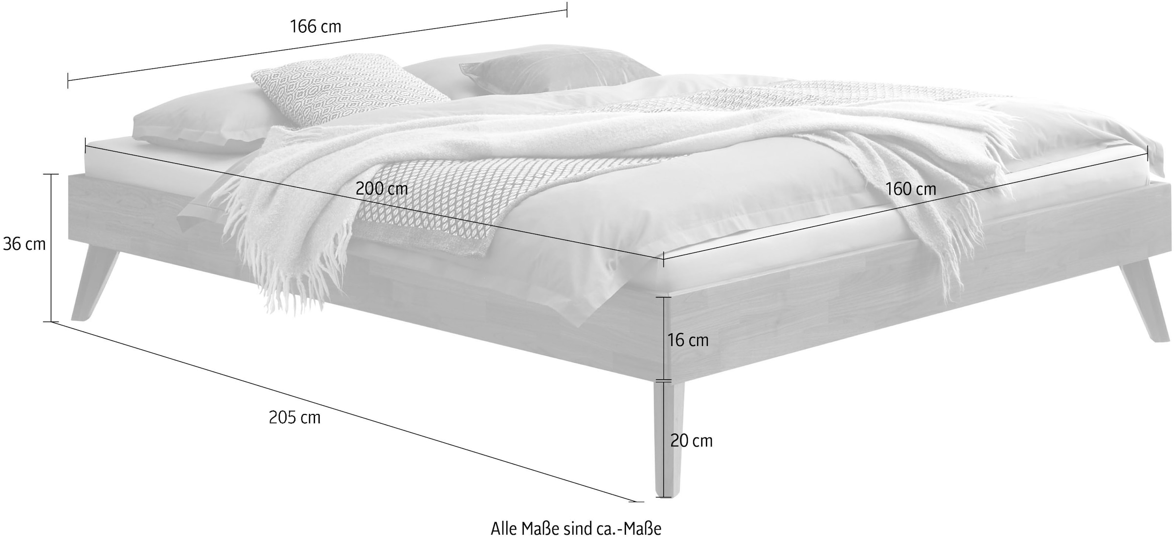 HASENA Holzbett »Calvari«, mit einer Fußhöhe von 20 cm