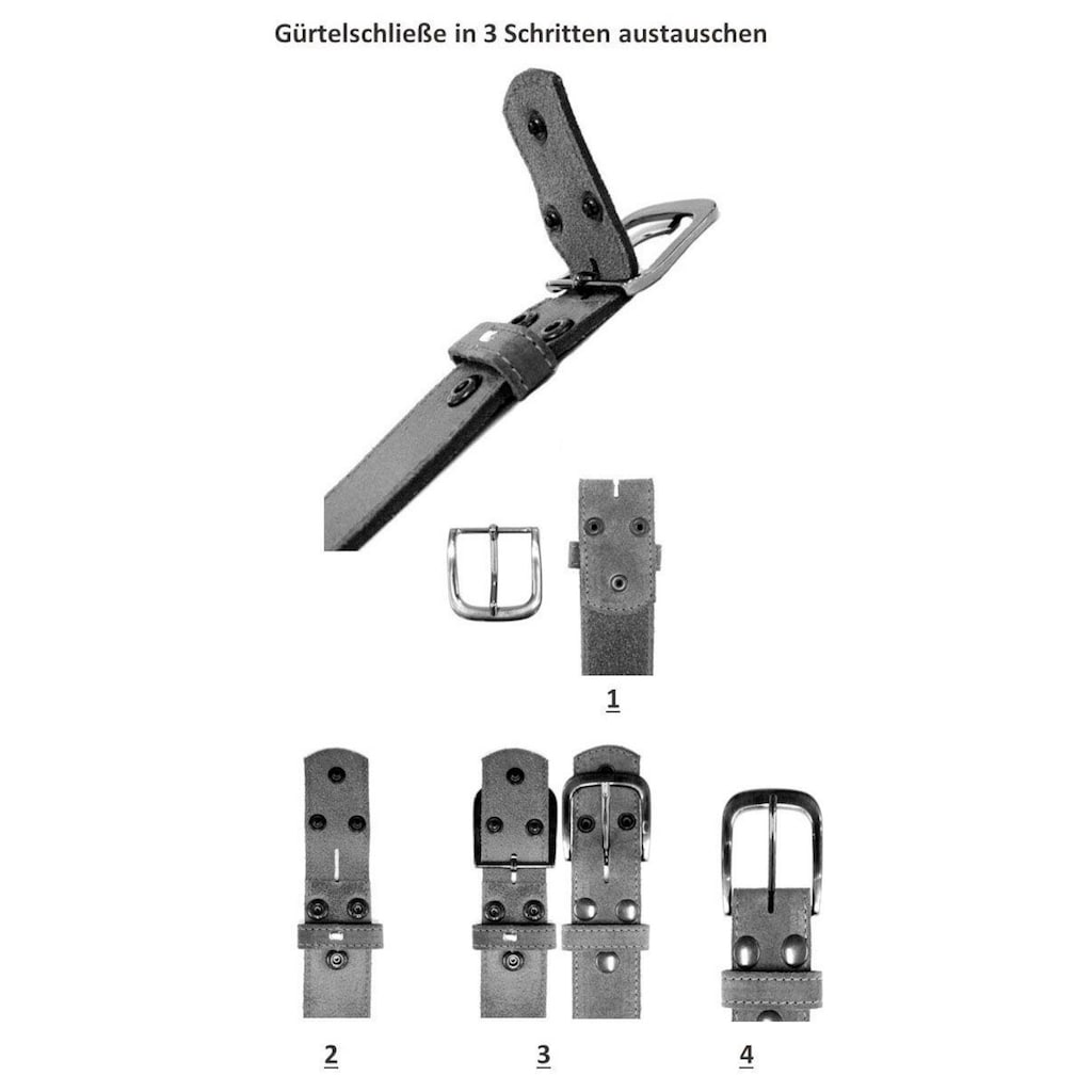 RETTUNGSRING by showroom 019° Ledergürtel, mit austauschbarer Schließe »Felswand Silber«