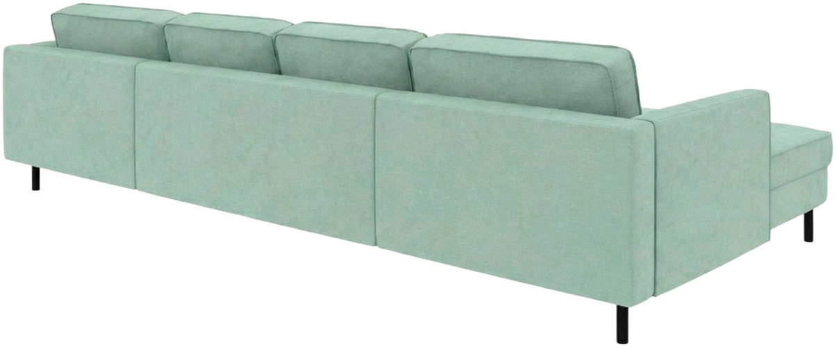 Home affaire Wohnlandschaft »Booster II, whlw. mit Schlaffunktion & Bettkasten, Fuß schwarz« Sofa in U-Form, Breite 305 cm, in Cord oder Struktur LEO o. LINO