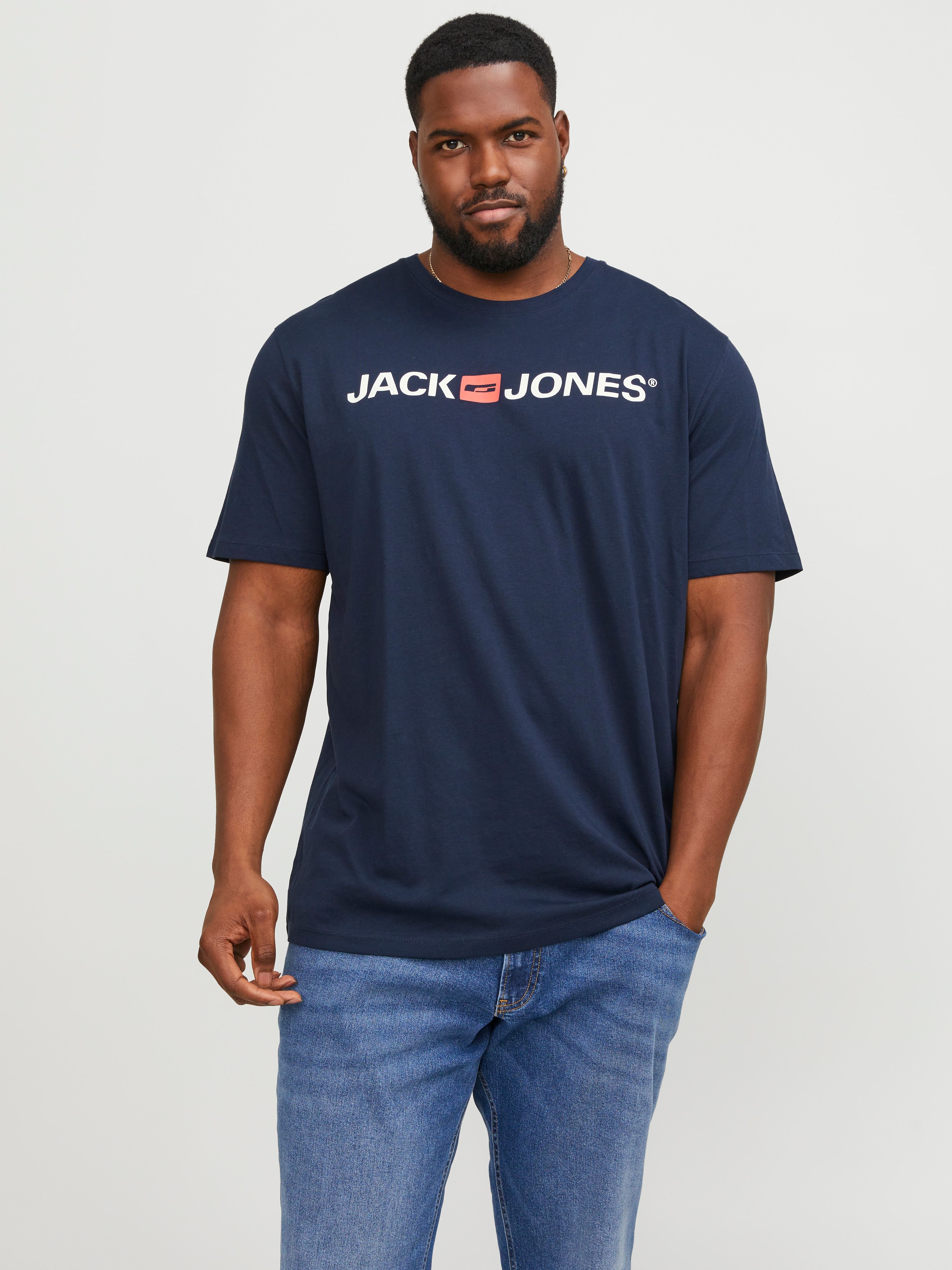 Jack & Jones PlusSize T-Shirt "CORP mit Print und bequemem Rundhals" bedruckt, modisch, regular fit, Baumwolle, Rundhals
